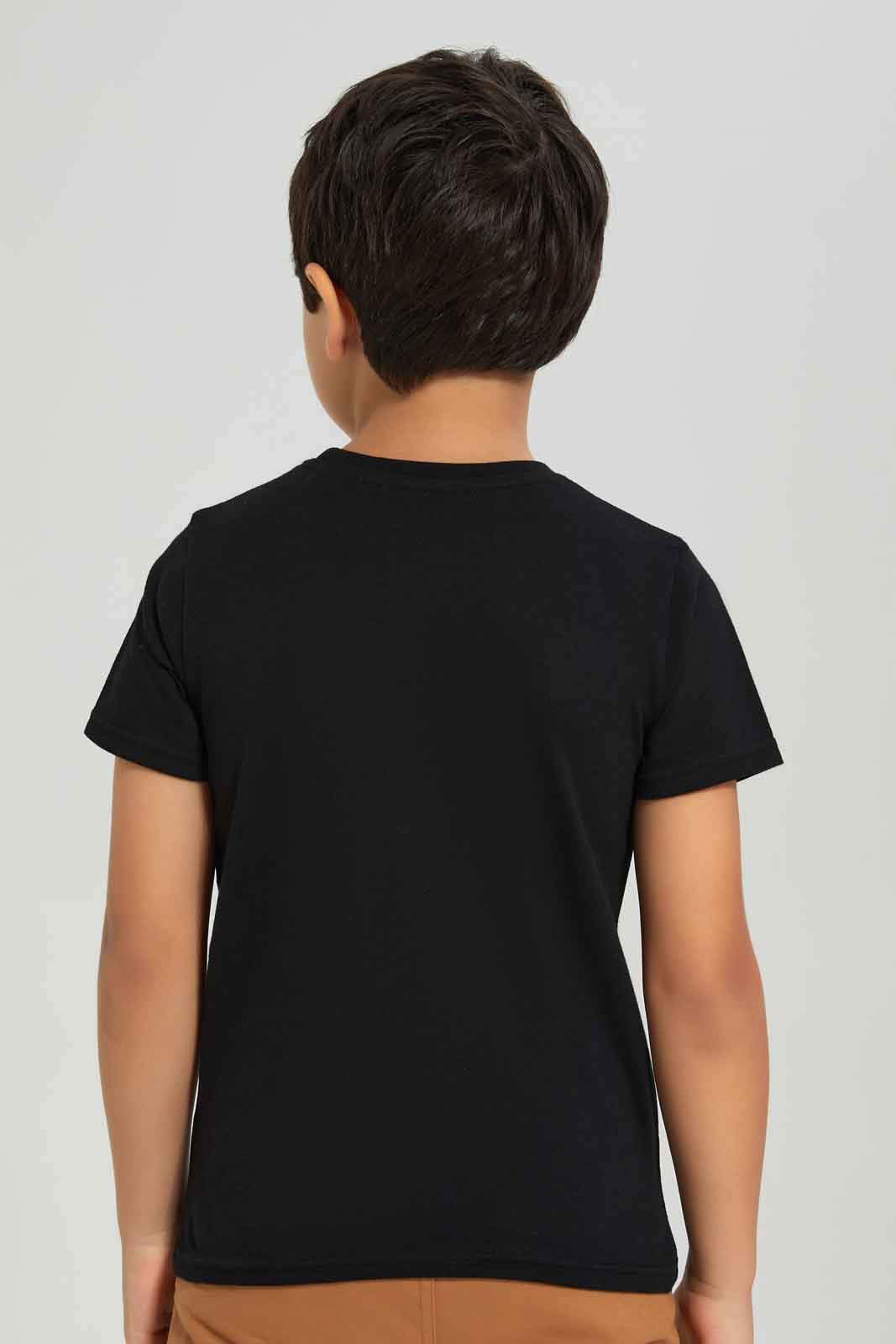 Redtag-Boys-Black-Roar-Print-Pocket-Short-Sleeve-T-Shirt-BOY-T-Shirts,-Category:T-Shirts,-Colour:Black,-Deals:New-In,-Dept:Boys,-Filter:Boys-(2-to-8-Yrs),-New-In-BOY-APL,-Non-Sale,-S23A,-Section:Boys-(0-to-14Yrs),-TBL-Boys-2 to 8 Years