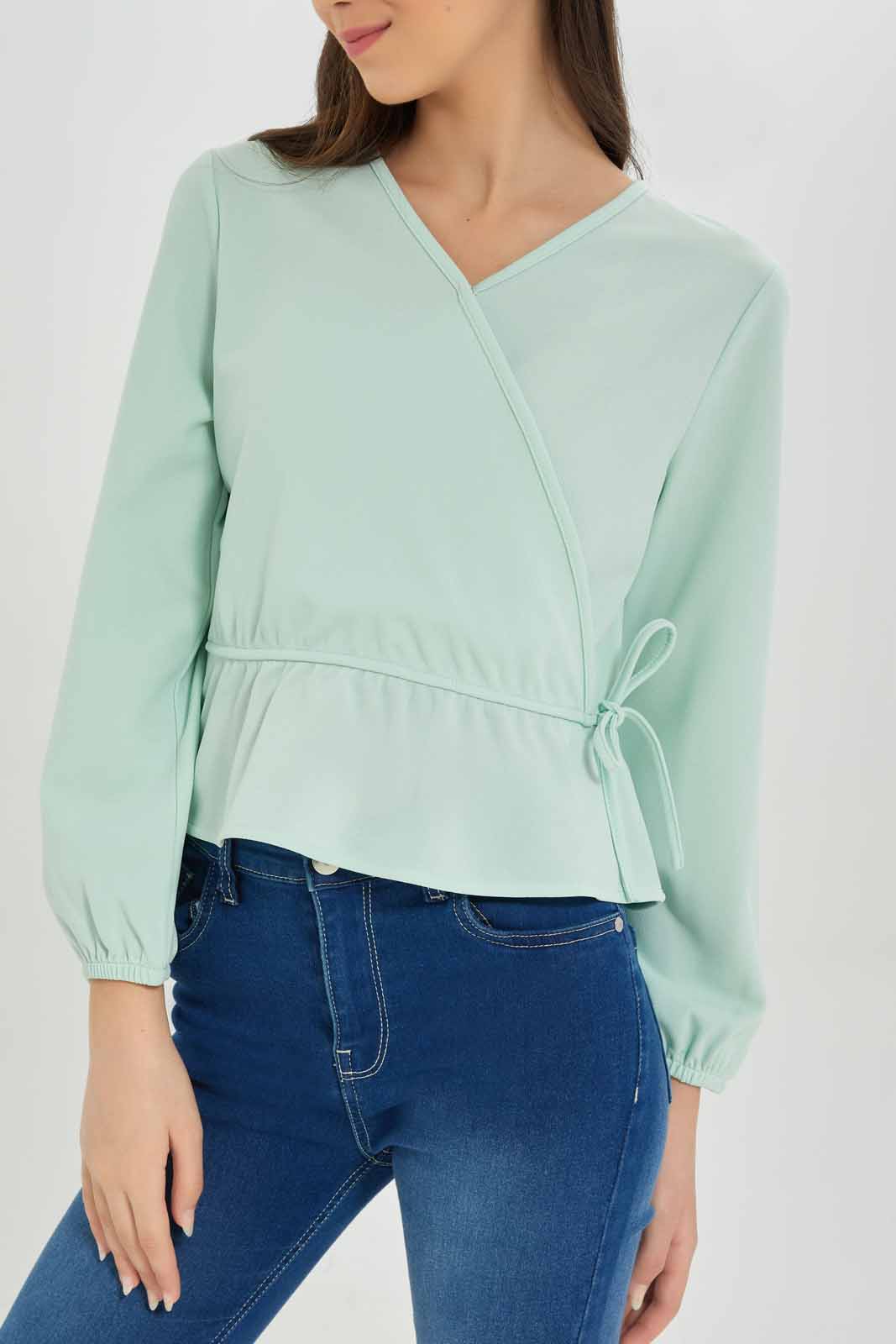Redtag-Girls-Mint-Overlay-Blouse-Category:Blouses,-Colour:Green,-Deals:New-In,-Dept:Girls,-Filter:Senior-Girls-(8-to-14-Yrs),-GSR-Blouses,-New-In-GSR-APL,-Non-Sale,-S23A,-Section:Girls-(0-to-14Yrs)-Senior-Girls-9 to 14 Years