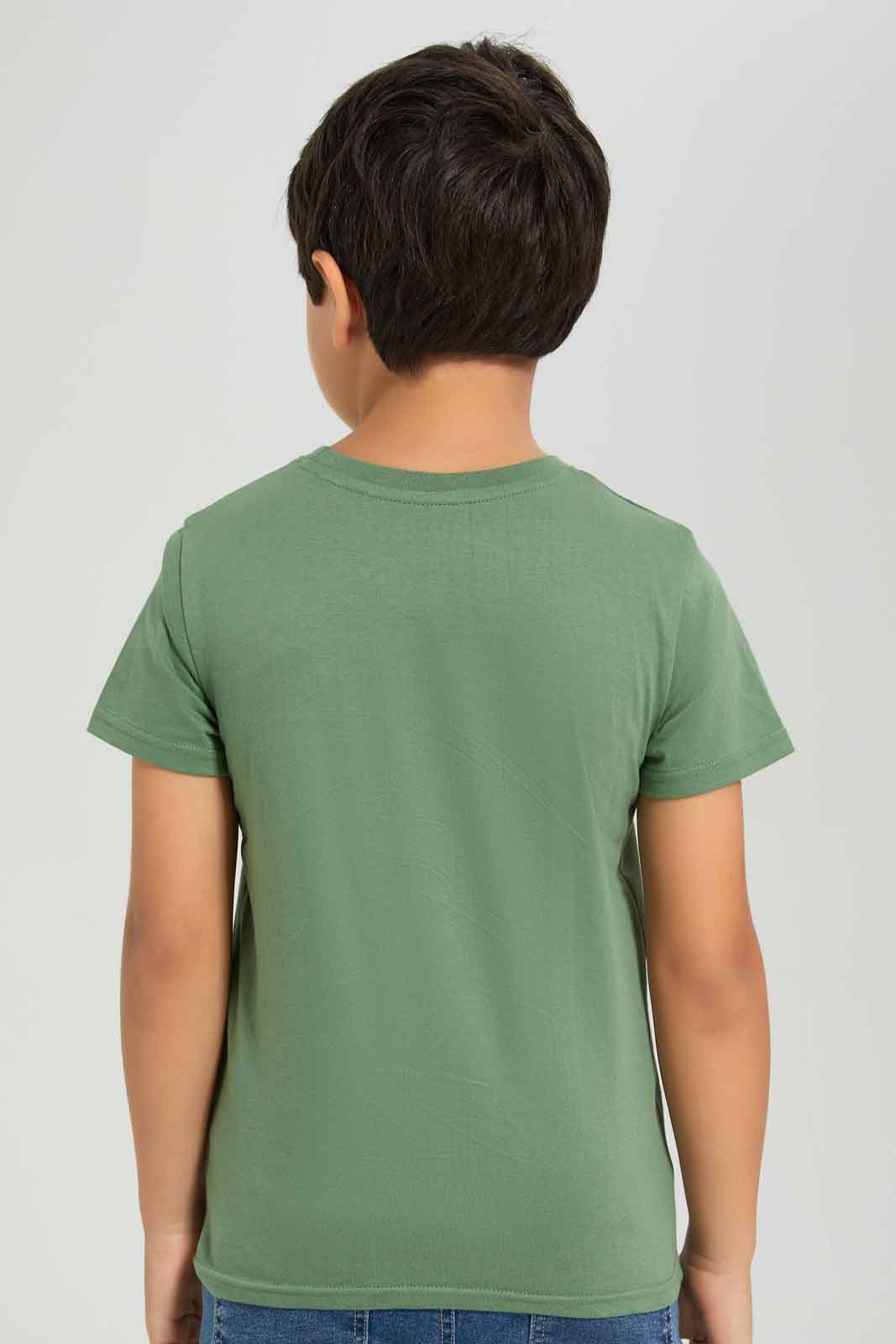 Redtag-Boys-Olive-Space-Print-Pocket-Short-Sleeve-T-Shirt-BOY-T-Shirts,-Category:T-Shirts,-Colour:Olive,-Deals:New-In,-Dept:Boys,-Filter:Boys-(2-to-8-Yrs),-New-In-BOY-APL,-Non-Sale,-S23A,-Section:Boys-(0-to-14Yrs),-TBL-Boys-2 to 8 Years