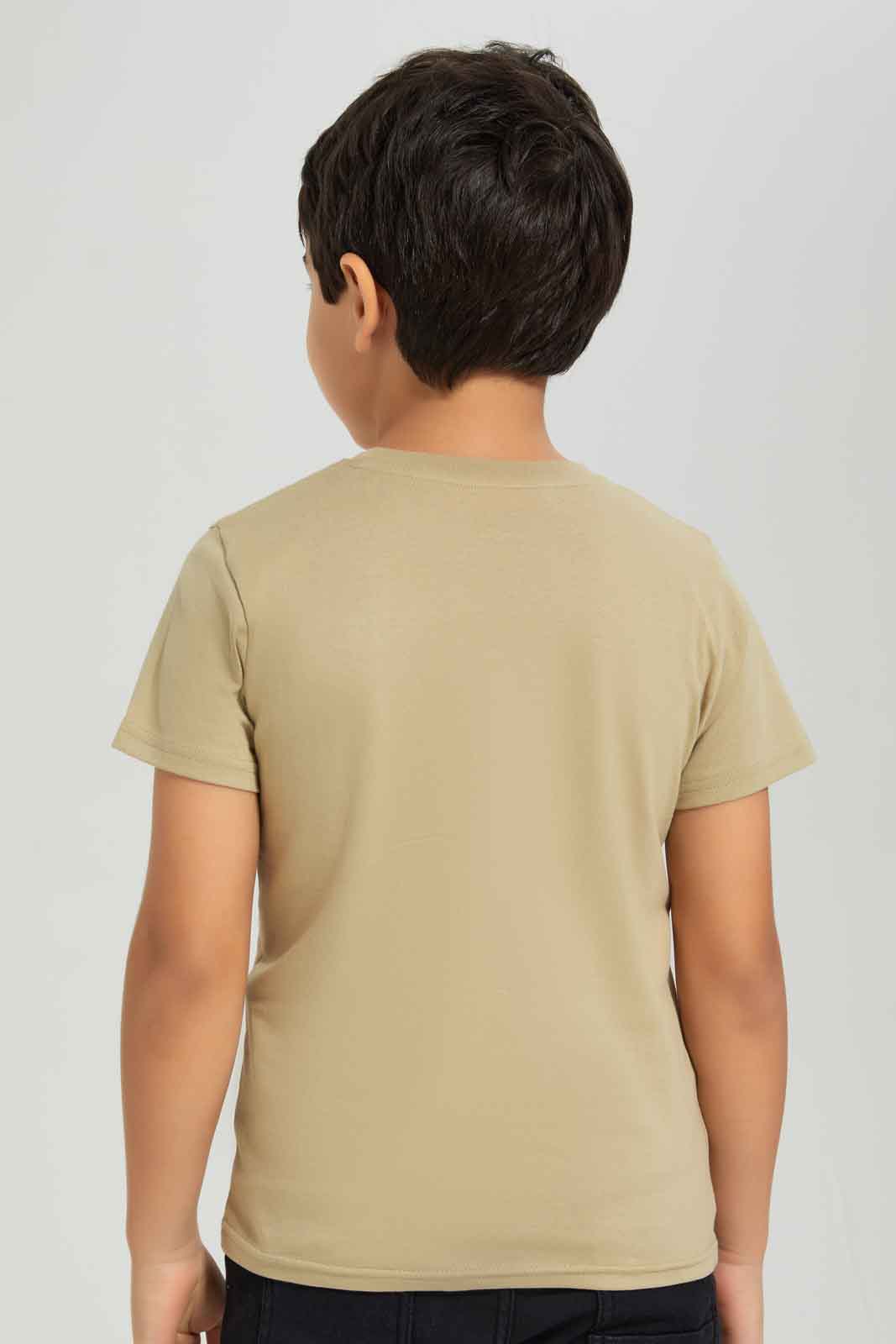 Redtag-Boys-Stone-Lion-Print-Pocket-Short-Sleeve-T-Shirt-BOY-T-Shirts,-Category:T-Shirts,-Colour:Beige,-Deals:New-In,-Dept:Boys,-Filter:Boys-(2-to-8-Yrs),-New-In-BOY-APL,-Non-Sale,-S23A,-Section:Boys-(0-to-14Yrs),-TBL-Boys-2 to 8 Years
