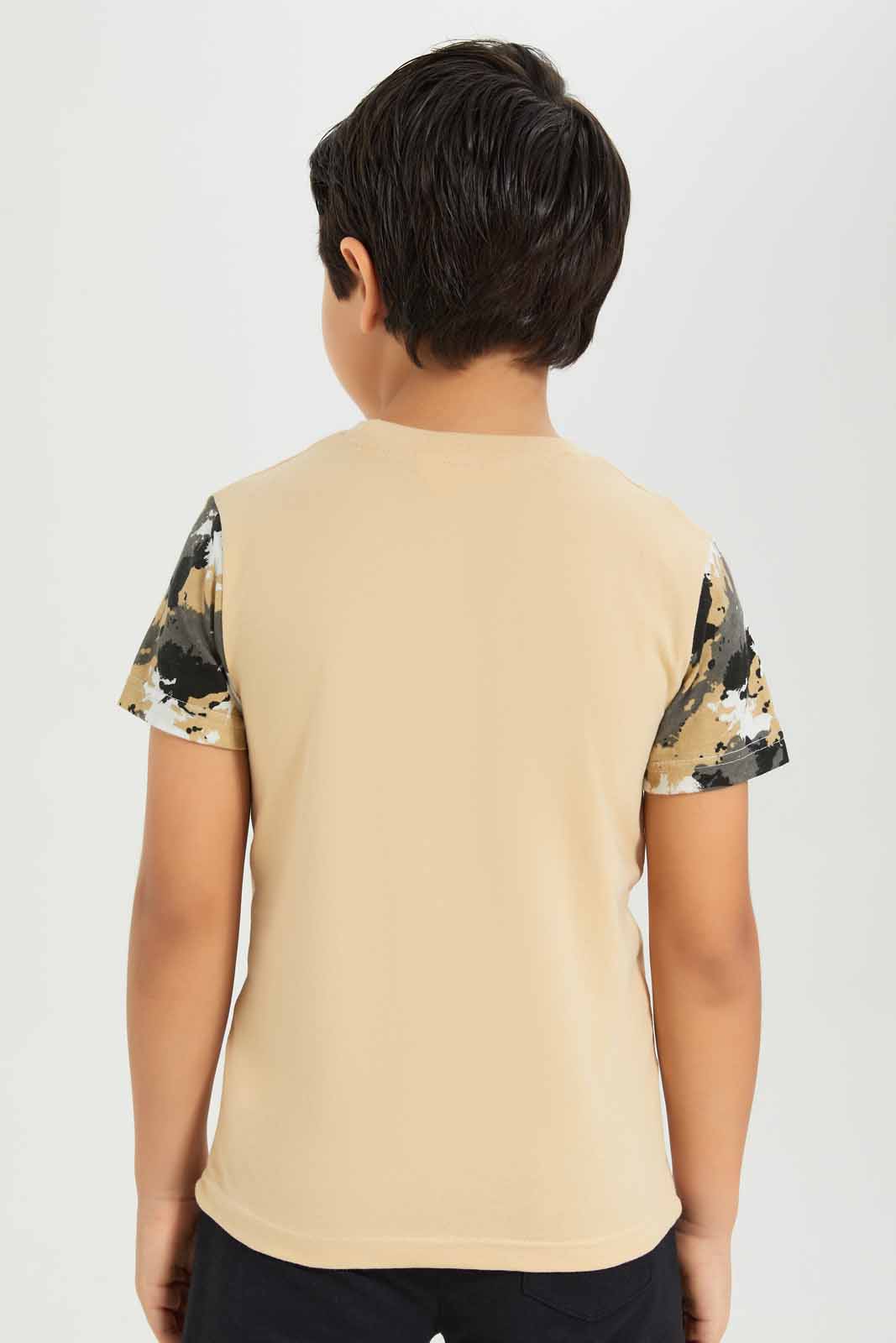 Redtag-Boys-Stone-Coolest-Dude-3-Pc-Pack-Short-Sleeve-T-Shirt-BOY-T-Shirts,-Category:T-Shirts,-Colour:Beige,-Deals:New-In,-Dept:Boys,-Filter:Boys-(2-to-8-Yrs),-New-In-BOY-APL,-Non-Sale,-S23A,-Section:Boys-(0-to-14Yrs),-VLM-Boys-2 to 8 Years
