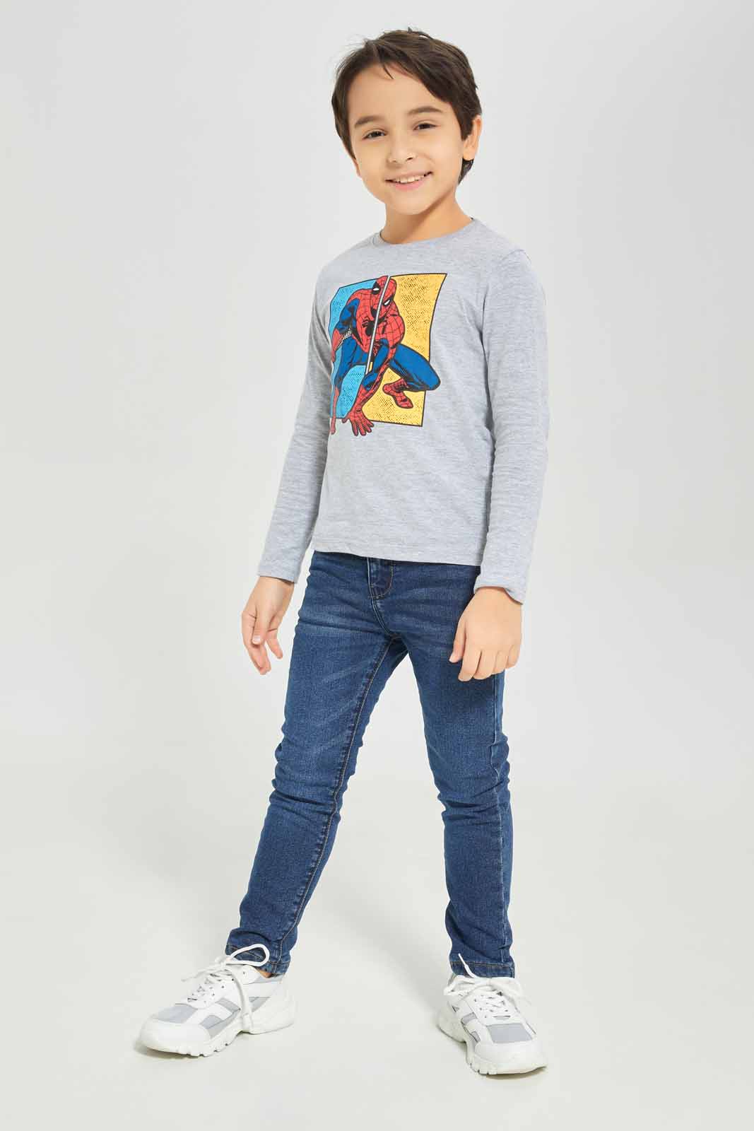 Redtag-Boys-Sky-Blue-Spiderman-Character-Long-Sleeve-T-Shirt-BOY-T-Shirts,-Category:T-Shirts,-CHA,-Colour:Blue,-Deals:New-In,-Dept:Boys,-Filter:Boys-(2-to-8-Yrs),-New-In-BOY-APL,-Non-Sale,-S23A,-Section:Boys-(0-to-14Yrs),-TBL-Boys-2 to 8 Years
