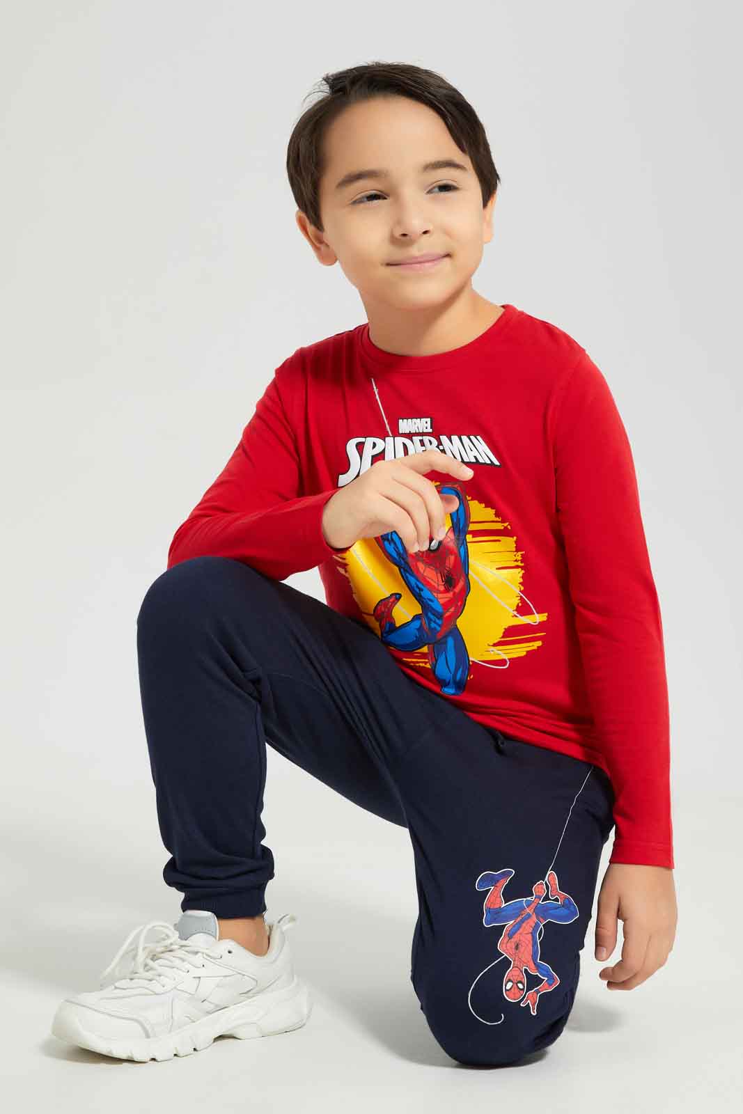 Redtag-Boys-Red-Spiderman-Character-Long-Sleeve-T-Shirt-BOY-T-Shirts,-Category:T-Shirts,-CHA,-Colour:Red,-Deals:New-In,-Dept:Boys,-Filter:Boys-(2-to-8-Yrs),-New-In-BOY-APL,-Non-Sale,-S23A,-Section:Boys-(0-to-14Yrs),-TBL-Boys-2 to 8 Years