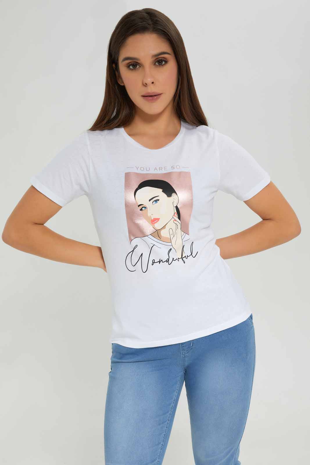 Redtag-Women-White-Wonderful-Printed-T-Shirt-Category:T-Shirts,-Colour:White,-Deals:New-In,-Dept:Ladieswear,-Filter:Women's-Clothing,-New-In-Women-APL,-Non-Sale,-S23A,-Section:Women,-TBL,-Women-T-Shirts-Women's-