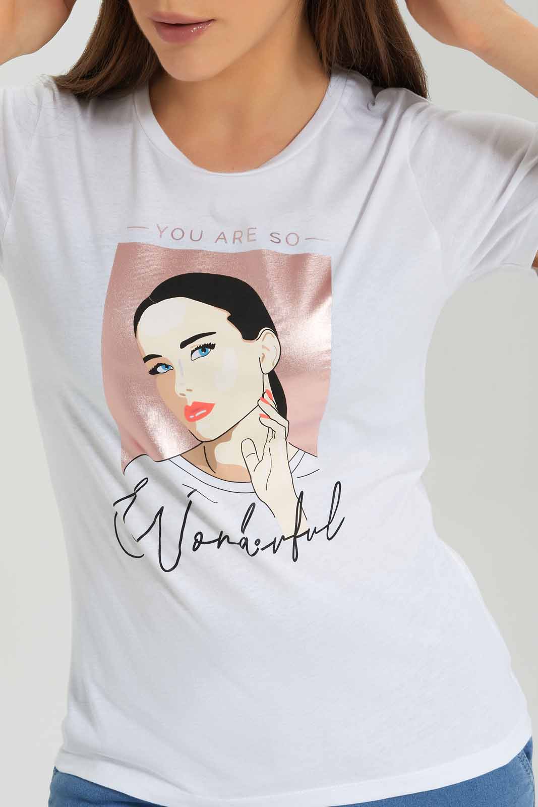 Redtag-Women-White-Wonderful-Printed-T-Shirt-Category:T-Shirts,-Colour:White,-Deals:New-In,-Dept:Ladieswear,-Filter:Women's-Clothing,-New-In-Women-APL,-Non-Sale,-S23A,-Section:Women,-TBL,-Women-T-Shirts-Women's-