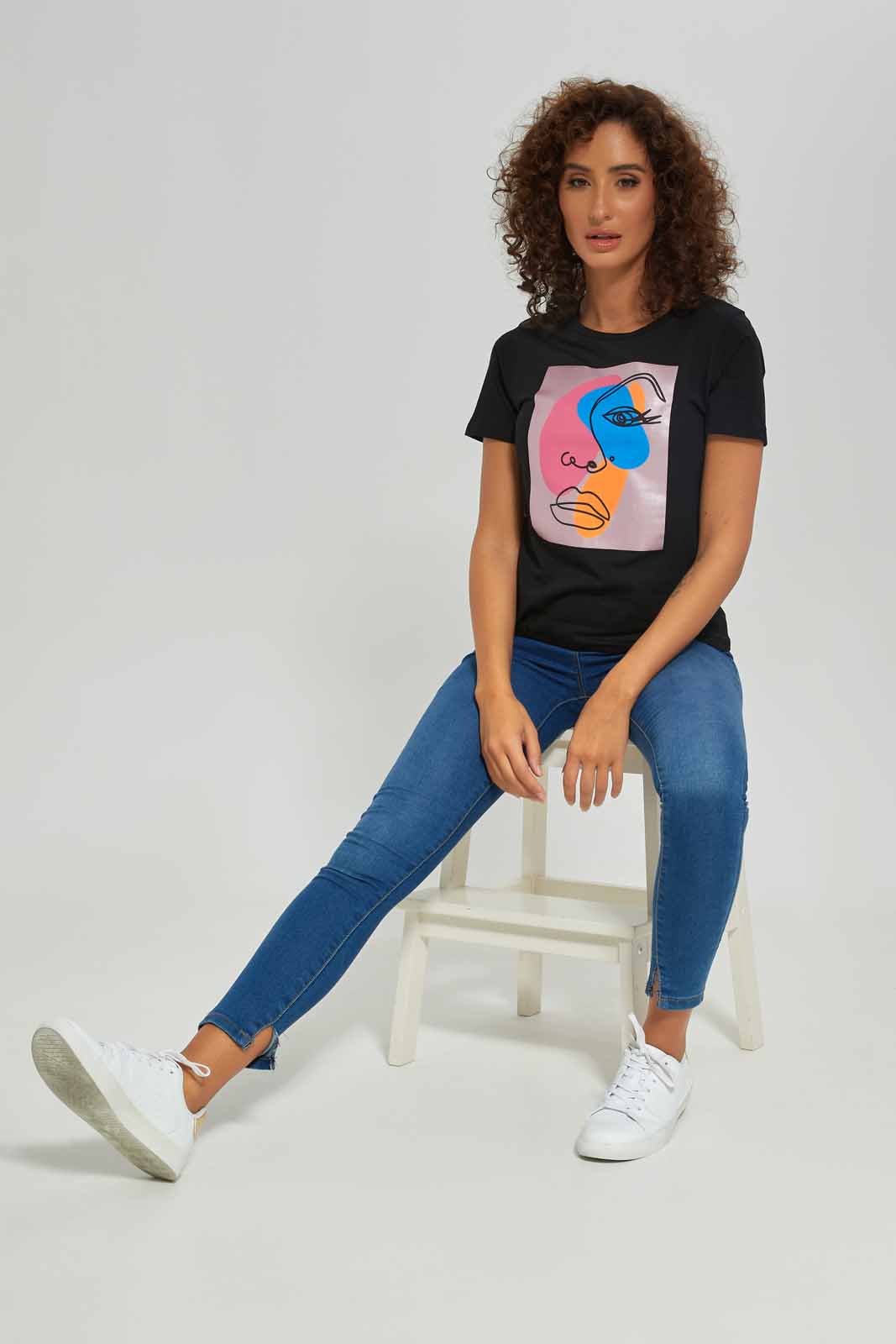 Redtag-Women-White-Line-Art-Printed-T-Shirt-Category:T-Shirts,-Colour:White,-Deals:New-In,-Dept:Ladieswear,-Filter:Women's-Clothing,-New-In-Women-APL,-Non-Sale,-S23A,-Section:Women,-TBL,-Women-T-Shirts-Women's-