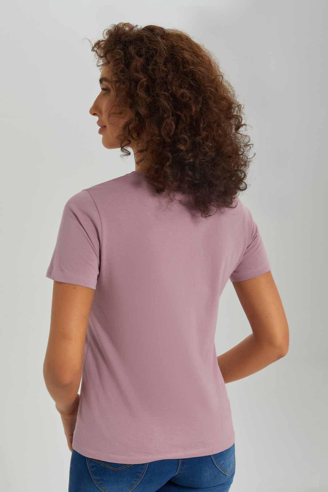 Redtag-Women-Mauve-Line-Art-Printed-T-Shirt-Category:T-Shirts,-Colour:Mauve,-Deals:New-In,-Dept:Ladieswear,-Filter:Women's-Clothing,-New-In-Women-APL,-Non-Sale,-S23A,-Section:Women,-TBL,-Women-T-Shirts-Women's-