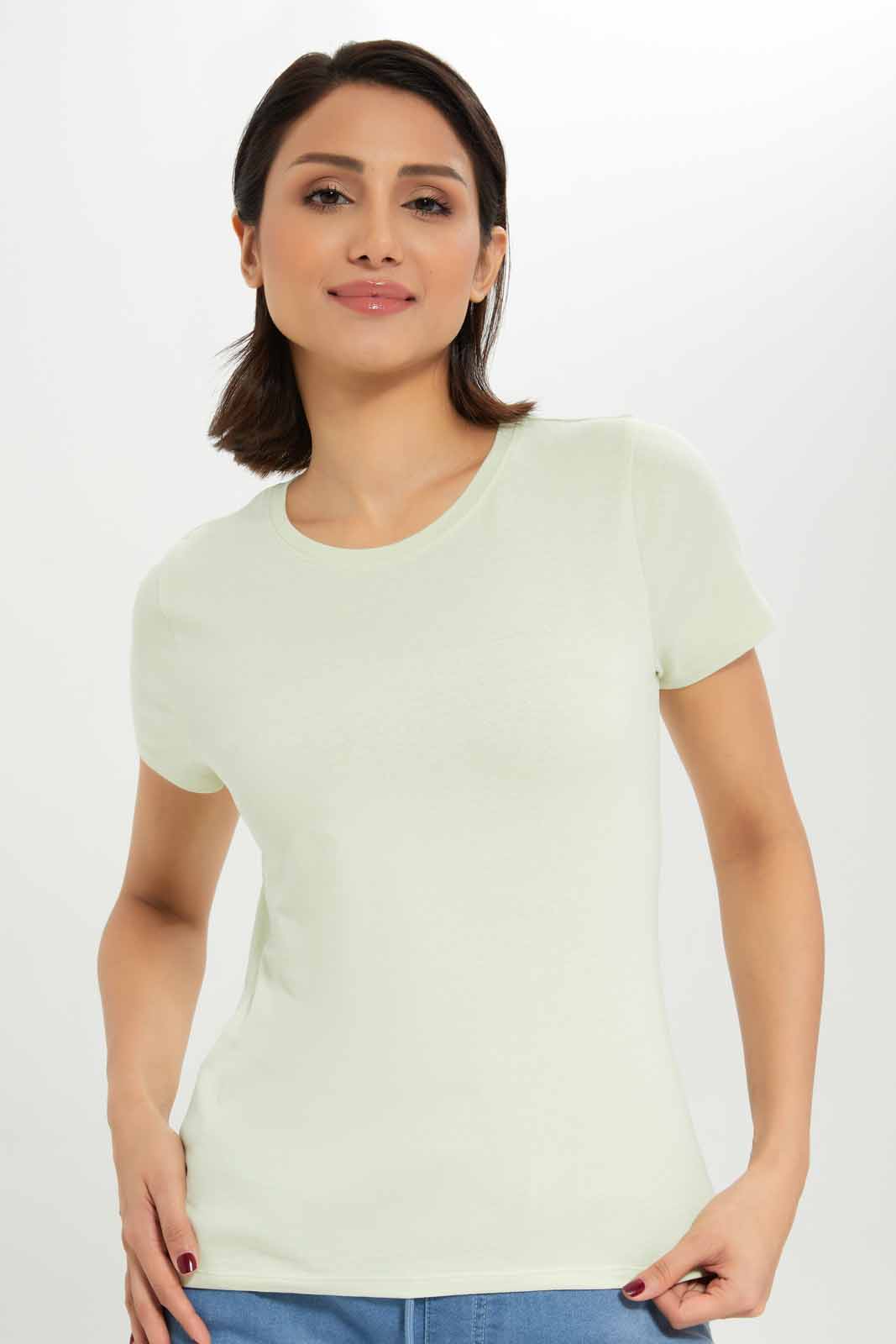 Redtag-Women-Sage-Short-Sleeve-Crew-Neck-T-Shirt-Category:T-Shirts,-Colour:Green,-Deals:New-In,-Dept:Ladieswear,-Filter:Women's-Clothing,-New-In-Women-APL,-Non-Sale,-S23A,-Section:Women,-TBL,-Women-T-Shirts-Women's-