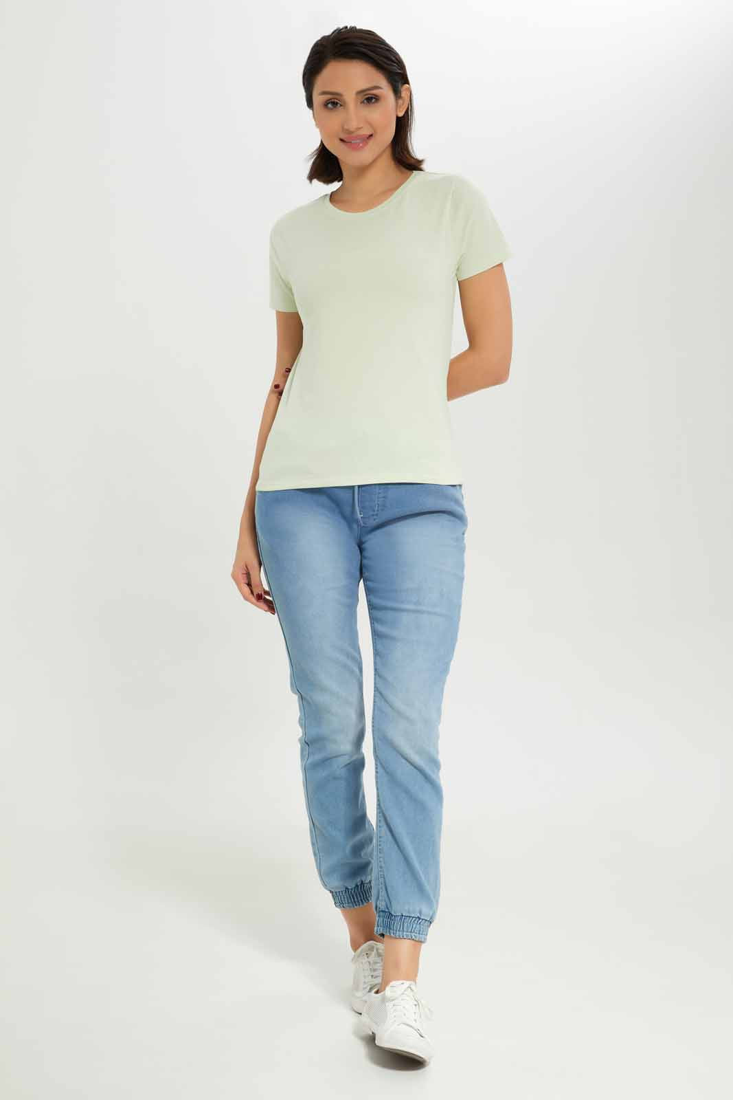 Redtag-Women-Sage-Short-Sleeve-Crew-Neck-T-Shirt-Category:T-Shirts,-Colour:Green,-Deals:New-In,-Dept:Ladieswear,-Filter:Women's-Clothing,-New-In-Women-APL,-Non-Sale,-S23A,-Section:Women,-TBL,-Women-T-Shirts-Women's-