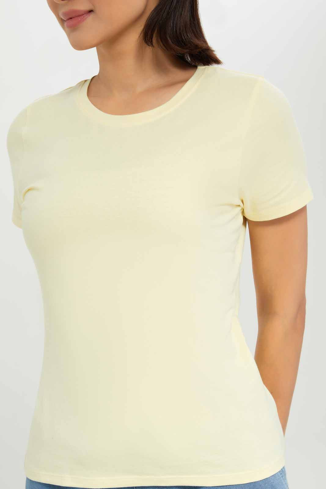 Redtag-Women-Lemon-Short-Sleeve-Crew-Neck-T-Shirt-Category:T-Shirts,-Colour:Lemon,-Deals:New-In,-Dept:Ladieswear,-Filter:Women's-Clothing,-New-In-Women-APL,-Non-Sale,-S23A,-Section:Women,-TBL,-Women-T-Shirts-Women's-