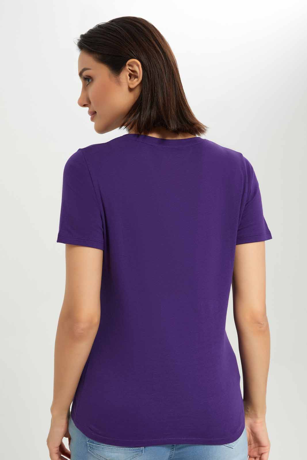Redtag-Women-Purple-Short-Sleeve-V--Neck-T-Shirt-Category:T-Shirts,-Colour:Purple,-Deals:New-In,-Dept:Ladieswear,-Filter:Women's-Clothing,-New-In-Women-APL,-Non-Sale,-S23A,-Section:Women,-TBL,-Women-T-Shirts-Women's-