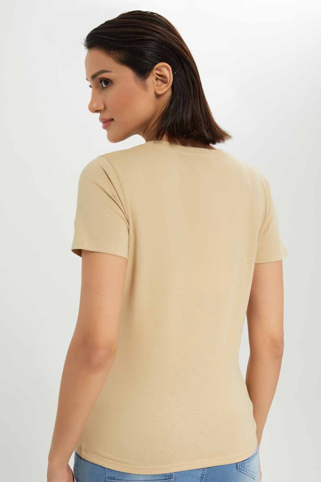 Redtag-Women-Ivory-Short-Sleevev--Neck-T-Shirt-Category:T-Shirts,-Colour:Ivory,-Deals:New-In,-Dept:Ladieswear,-Filter:Women's-Clothing,-New-In-Women-APL,-Non-Sale,-S23A,-Section:Women,-TBL,-Women-T-Shirts-Women's-