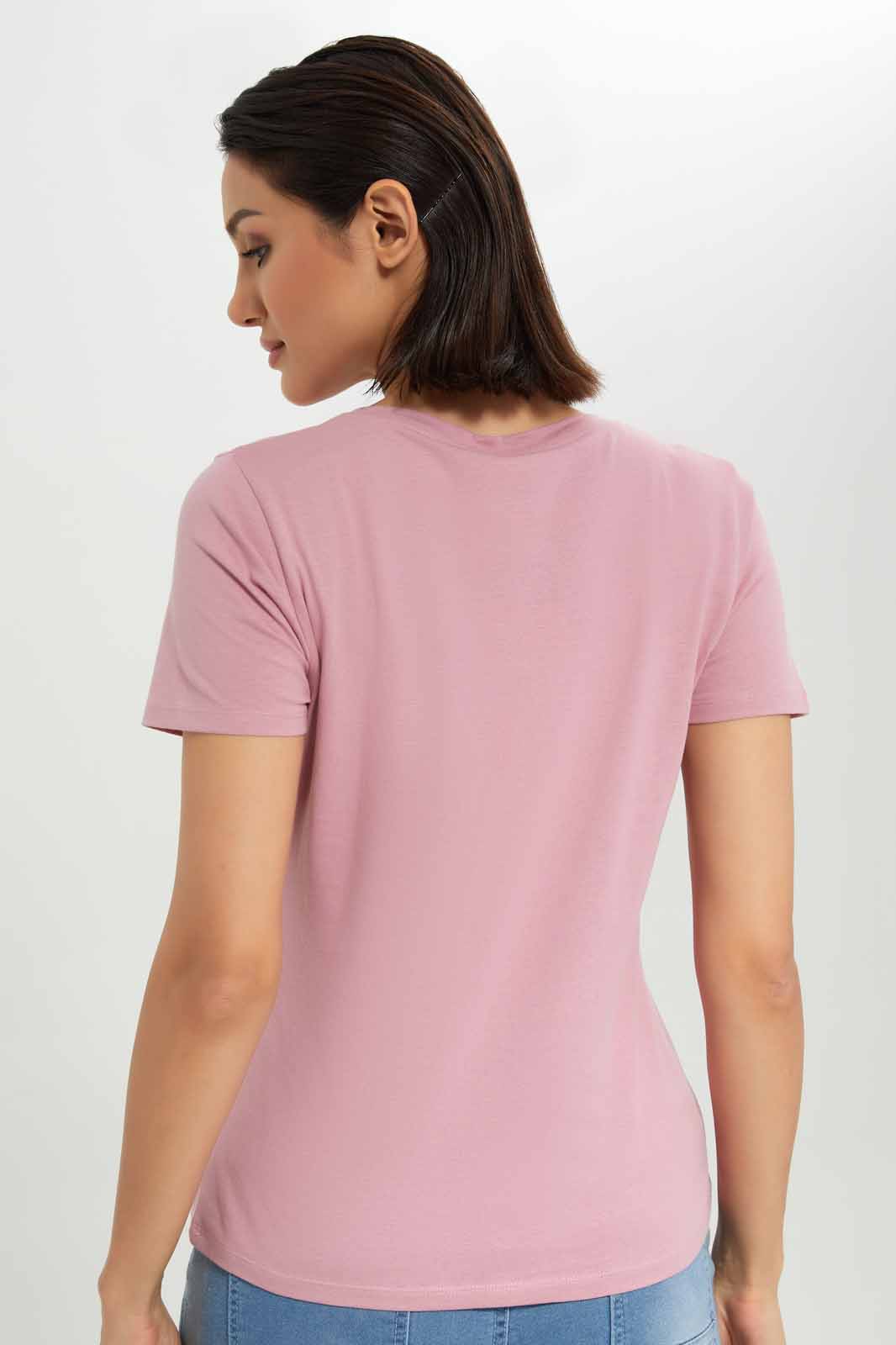 Redtag-Women-Mauve-Short-Sleeve-V--Neck-T-Shirt-Category:T-Shirts,-Colour:Mauve,-Deals:New-In,-Dept:Ladieswear,-Filter:Women's-Clothing,-New-In-Women-APL,-Non-Sale,-S23A,-Section:Women,-TBL,-Women-T-Shirts-Women's-