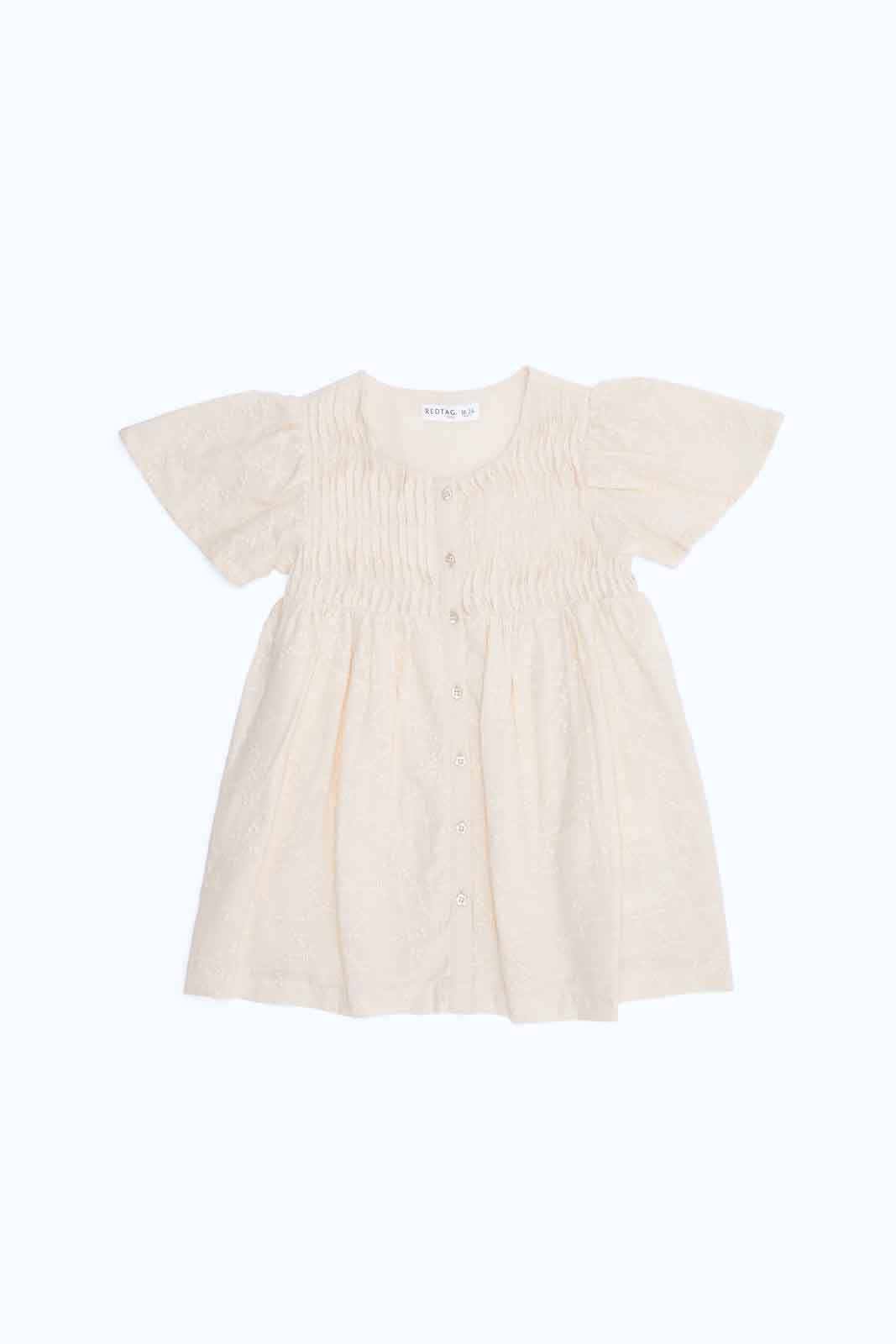 Redtag-Girls-Beige-Pintuk-Yoke-Dress-Category:Dresses,-Colour:Beige,-Deals:New-In,-Dept:Girls,-Filter:Infant-Girls-(3-to-24-Mths),-ING-Dresses,-New-In-ING-APL,-Non-Sale,-S23B,-Section:Girls-(0-to-14Yrs)-Infant-Girls-3 to 24 Months