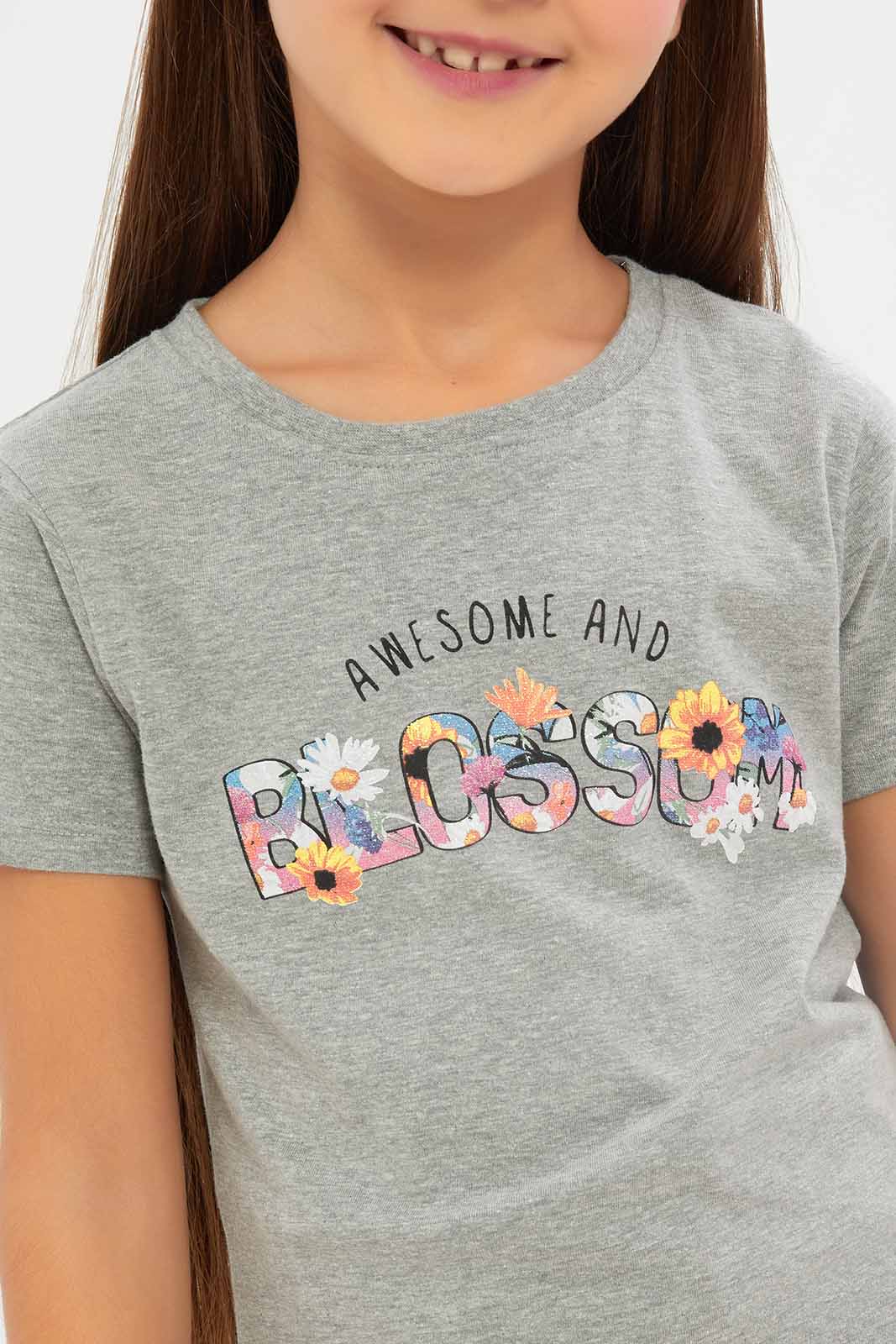 Redtag-Girls-Grey-Graphic-Tee-Category:T-Shirts,-Colour:Grey,-Deals:New-In,-Dept:Girls,-Filter:Girls-(2-to-8-Yrs),-GIR-T-Shirts,-New-In-GIR-APL,-Non-Sale,-S23A,-Section:Girls-(0-to-14Yrs),-TBL-Girls-2 to 8 Years