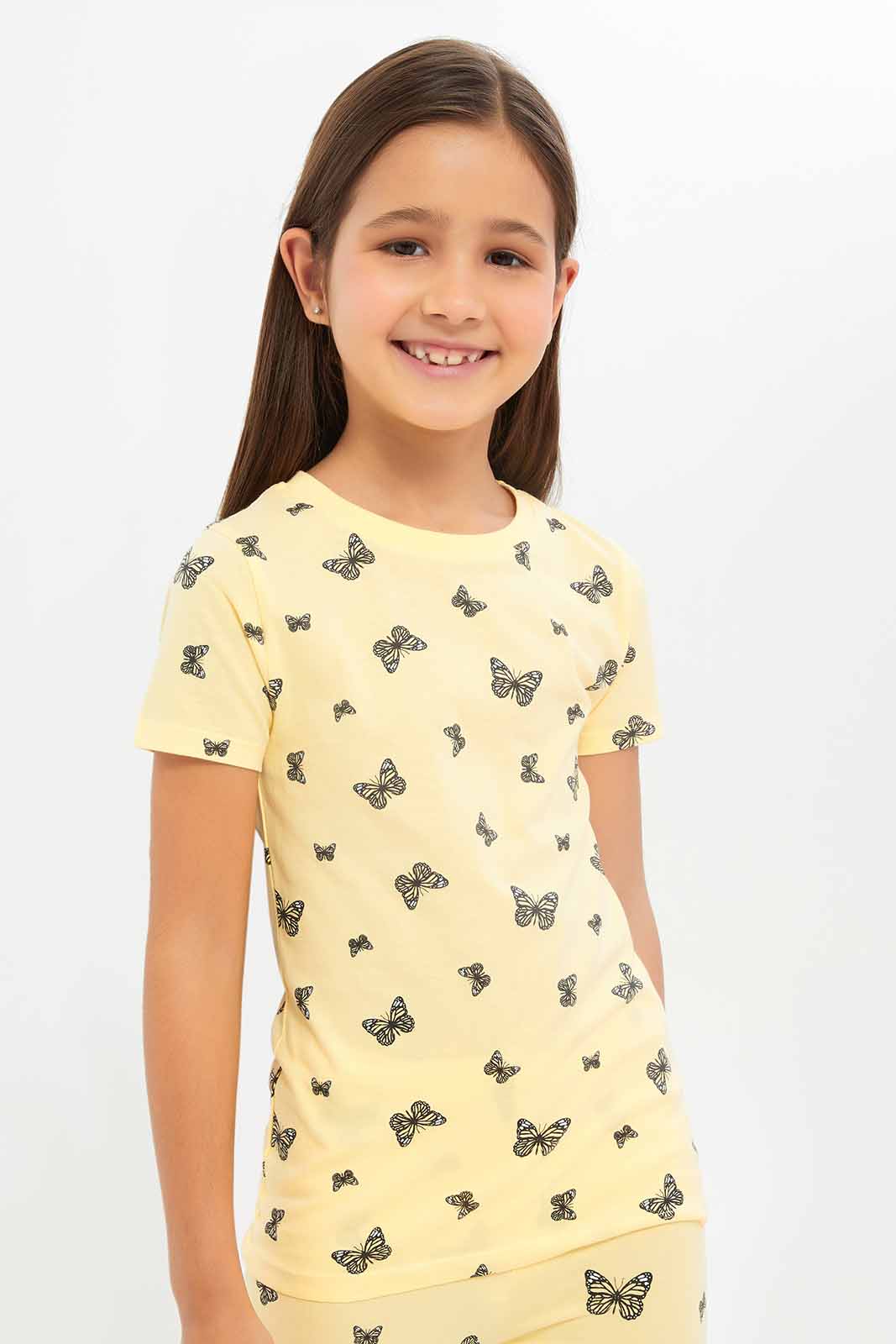 Redtag-Girls-Yellow-Graphic-Tee-Category:T-Shirts,-Colour:Yellow,-Deals:New-In,-Dept:Girls,-Filter:Girls-(2-to-8-Yrs),-GIR-T-Shirts,-New-In-GIR-APL,-Non-Sale,-S23A,-Section:Girls-(0-to-14Yrs),-TBL-Girls-2 to 8 Years