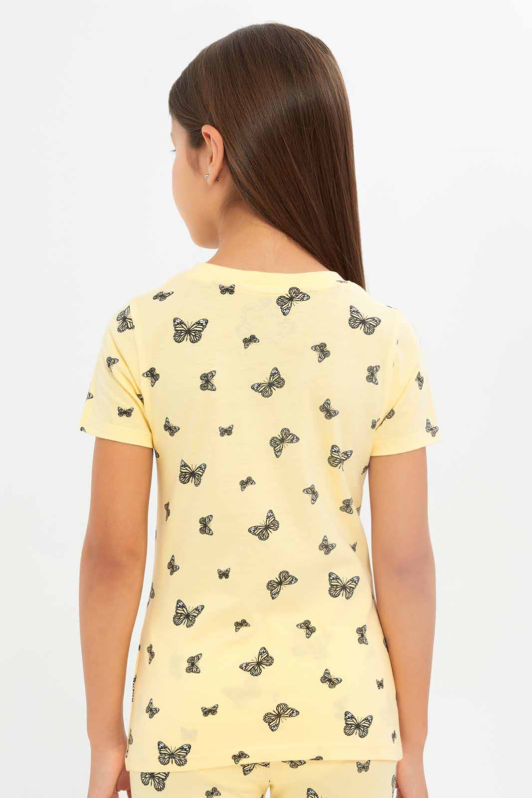 Redtag-Girls-Yellow-Graphic-Tee-Category:T-Shirts,-Colour:Yellow,-Deals:New-In,-Dept:Girls,-Filter:Girls-(2-to-8-Yrs),-GIR-T-Shirts,-New-In-GIR-APL,-Non-Sale,-S23A,-Section:Girls-(0-to-14Yrs),-TBL-Girls-2 to 8 Years