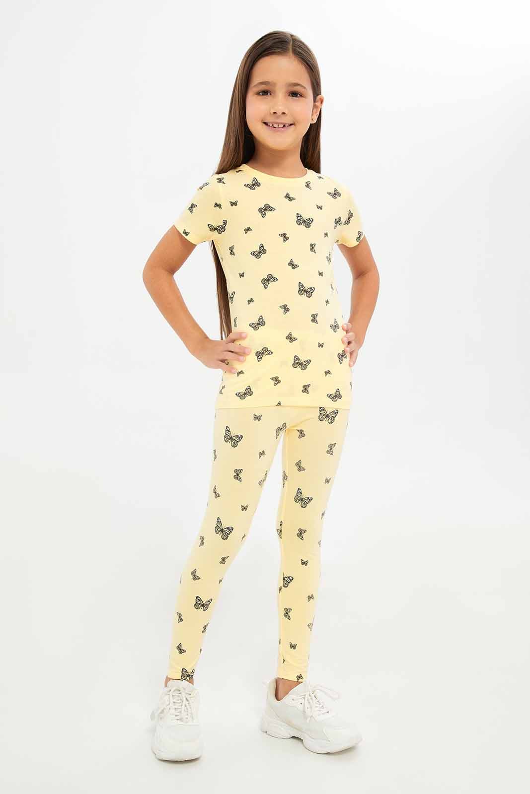 Redtag-Girls-Yellow-Graphic-Tee-Category:T-Shirts,-Colour:Yellow,-Deals:New-In,-Dept:Girls,-Filter:Girls-(2-to-8-Yrs),-GIR-T-Shirts,-New-In-GIR-APL,-Non-Sale,-S23A,-Section:Girls-(0-to-14Yrs),-TBL-Girls-2 to 8 Years