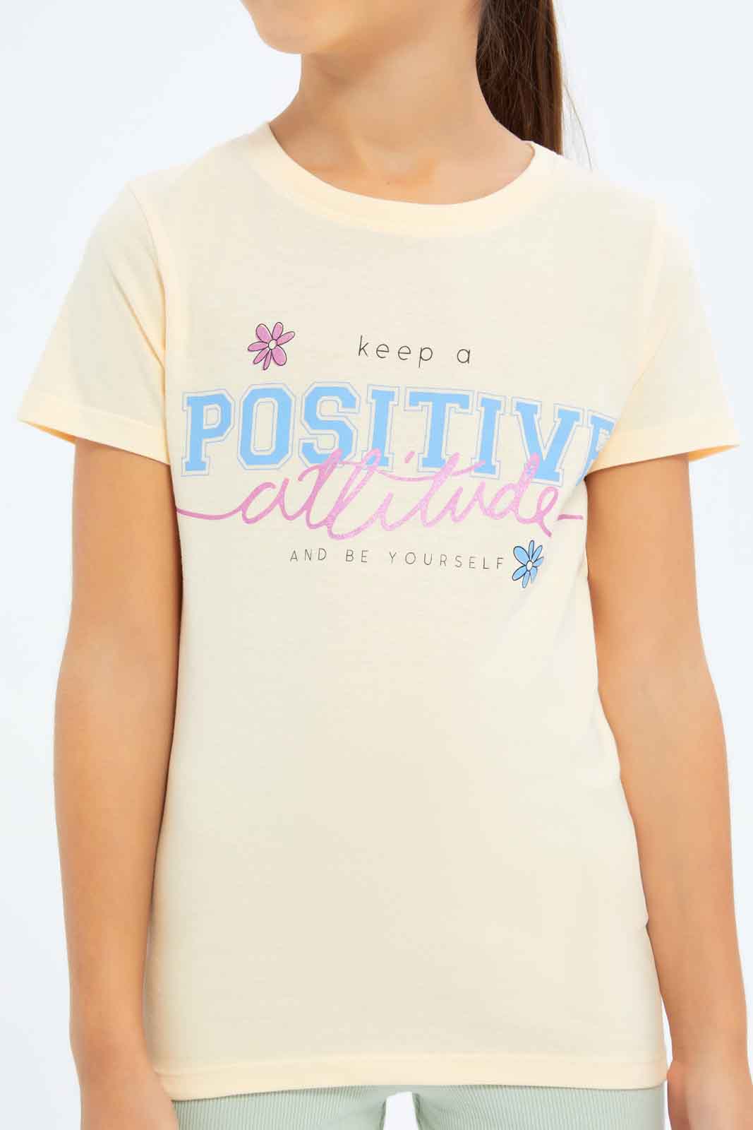 Redtag-Girls-Beige-Graphic-Tee-Category:T-Shirts,-Colour:Beige,-Deals:New-In,-Dept:Girls,-Filter:Girls-(2-to-8-Yrs),-GIR-T-Shirts,-New-In-GIR-APL,-Non-Sale,-S23A,-Section:Girls-(0-to-14Yrs),-TBL-Girls-2 to 8 Years