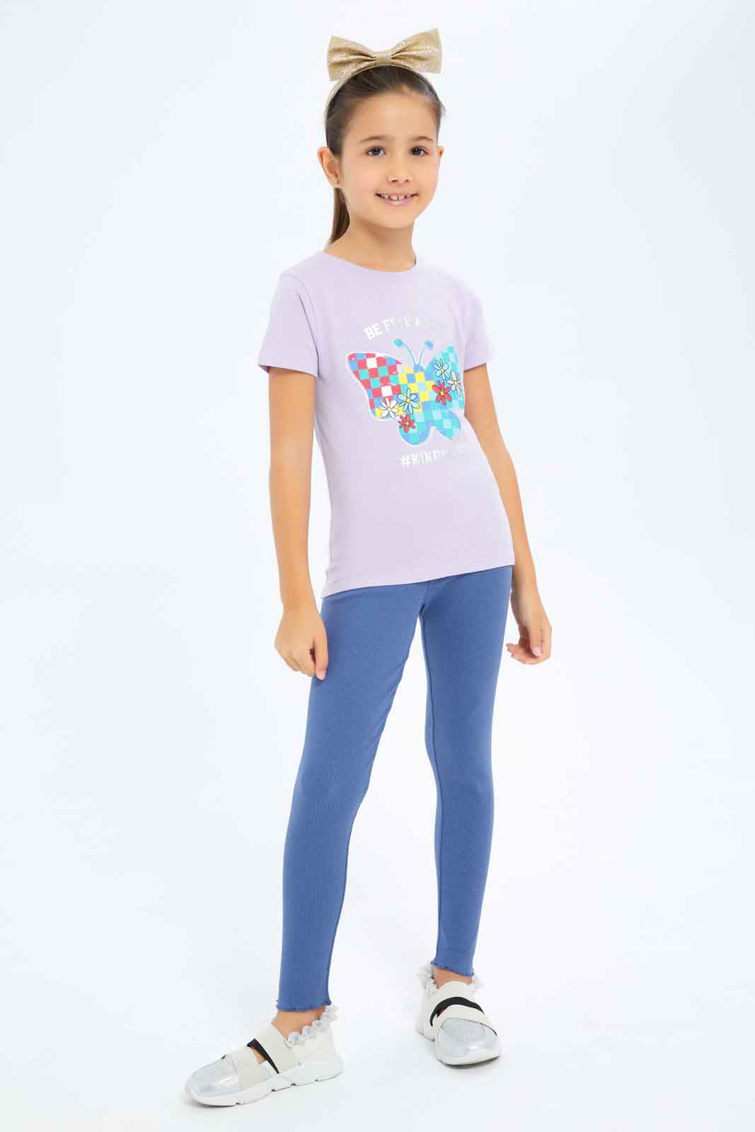 Redtag-Girls-Lilac-Graphic-Tee-Category:T-Shirts,-Colour:Lilac,-Deals:New-In,-Dept:Girls,-Filter:Girls-(2-to-8-Yrs),-GIR-T-Shirts,-New-In-GIR-APL,-Non-Sale,-S23A,-Section:Girls-(0-to-14Yrs),-TBL-Girls-2 to 8 Years