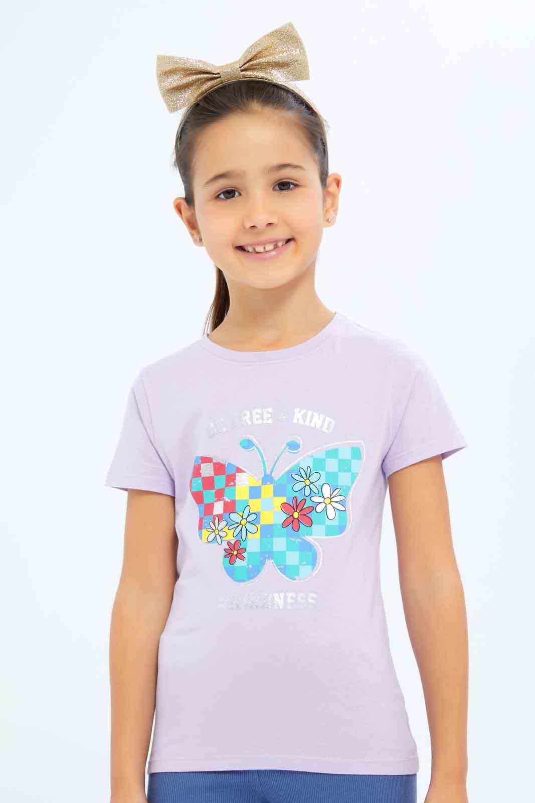 Redtag-Girls-Lilac-Graphic-Tee-Category:T-Shirts,-Colour:Lilac,-Deals:New-In,-Dept:Girls,-Filter:Girls-(2-to-8-Yrs),-GIR-T-Shirts,-New-In-GIR-APL,-Non-Sale,-S23A,-Section:Girls-(0-to-14Yrs),-TBL-Girls-2 to 8 Years
