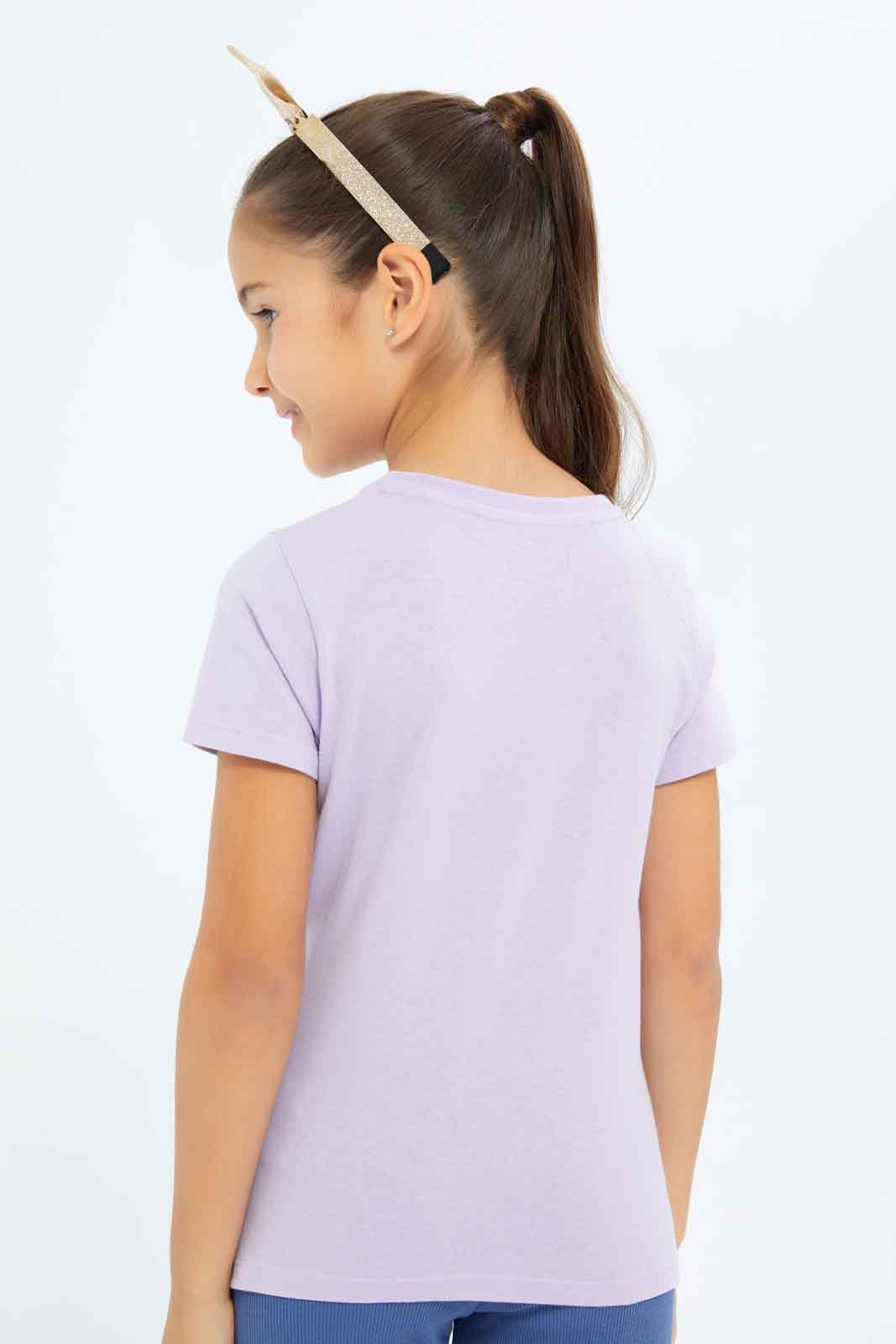 Redtag-Girls-Lilac-Graphic-Tee-Category:T-Shirts,-Colour:Lilac,-Deals:New-In,-Dept:Girls,-Filter:Girls-(2-to-8-Yrs),-GIR-T-Shirts,-New-In-GIR-APL,-Non-Sale,-S23A,-Section:Girls-(0-to-14Yrs),-TBL-Girls-2 to 8 Years