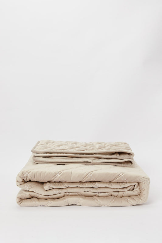 Redtag-Beige-Diamond-Quilted-Velvet-Bedspead-(Single-Size)-Category:Quilts,-Colour:Beige,-Deals:New-In,-Dept:Home,-Filter:Home-Bedroom,-H1:HMW,-H2:BED,-H3:BEC,-H4:QUI,-HMW-BED-Quilts,-New-In-HMW-BED,-Non-Sale,-Promo:STELLA,-S23B,-Season:S23B,-Section:Homewares,-Style:VELVET-Home-Bedroom-