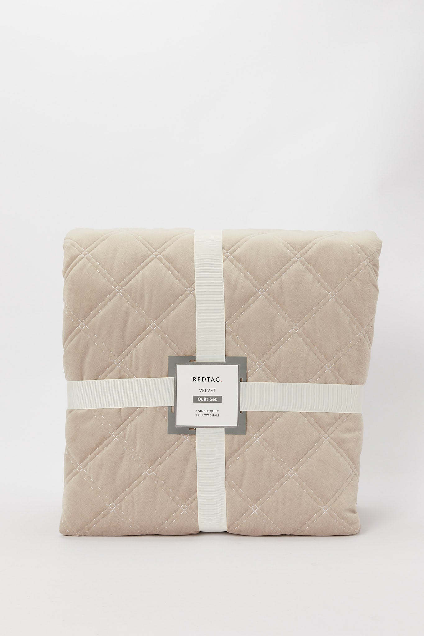 Redtag-Beige-Diamond-Quilted-Velvet-Bedspead-(-Double-Size)-Category:Quilts,-Colour:Beige,-Deals:New-In,-Dept:Home,-Filter:Home-Bedroom,-H1:HMW,-H2:BED,-H3:BEC,-H4:QUI,-HMW-BED-Quilts,-New-In-HMW-BED,-Non-Sale,-Promo:STELLA,-S23B,-Season:S23B,-Section:Homewares,-Style:VELVET-Home-Bedroom-