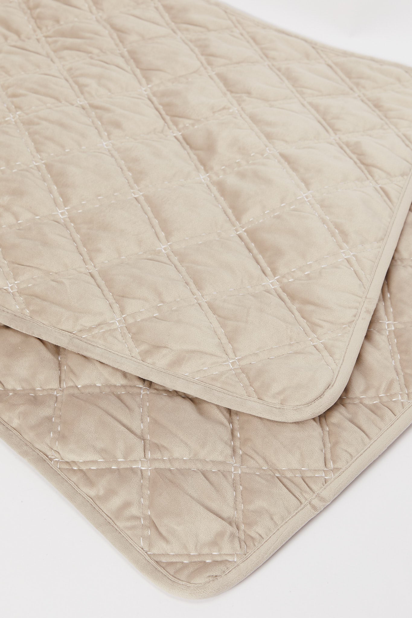 Redtag-Beige-Diamond-Quilted-Velvet-Bedspead-(-Double-Size)-Category:Quilts,-Colour:Beige,-Deals:New-In,-Dept:Home,-Filter:Home-Bedroom,-H1:HMW,-H2:BED,-H3:BEC,-H4:QUI,-HMW-BED-Quilts,-New-In-HMW-BED,-Non-Sale,-Promo:STELLA,-S23B,-Season:S23B,-Section:Homewares,-Style:VELVET-Home-Bedroom-