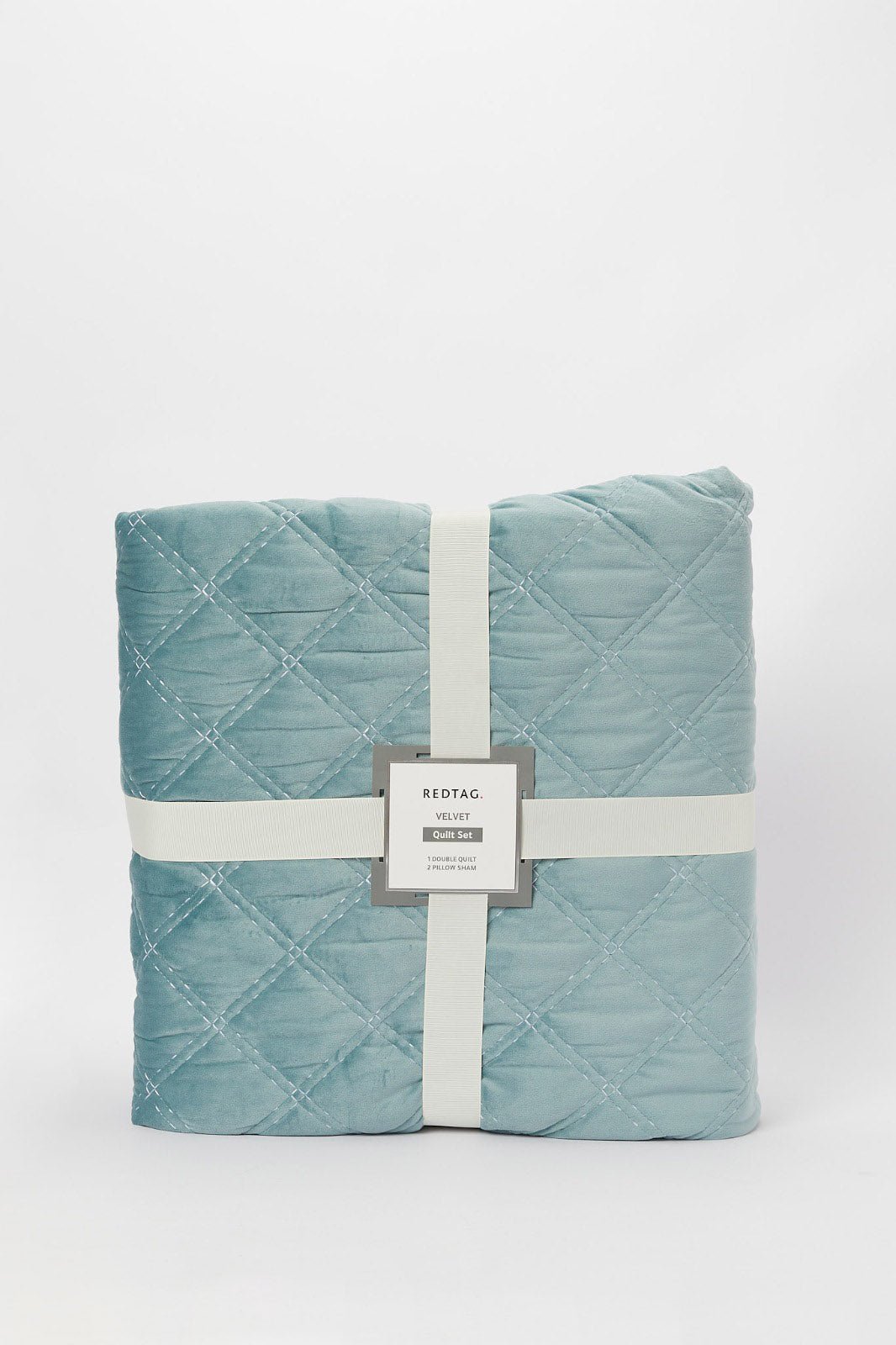 Teal 3 Piece Diamond Quilted Velvet Bedspread (Double Size)