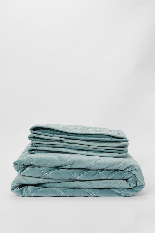 Redtag-Teal-Diamond-Quilted-Velvet-Bedspread-(Double-Size)-Category:Quilts,-Colour:Purple,-Deals:New-In,-Dept:Home,-Filter:Home-Bedroom,-H1:HMW,-H2:BED,-H3:BEC,-H4:QUI,-HMW-BED-Quilts,-New-In-HMW-BED,-Non-Sale,-Promo:RIVA,-S23B,-Season:S23B,-Section:Homewares,-Style:VELVET-Home-Bedroom-