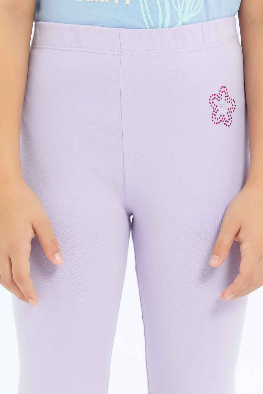 Redtag-Girls-Lilac-Legging-With-Rhine-Stone-Category:Leggings,-Colour:Lilac,-Deals:New-In,-Dept:Girls,-Filter:Girls-(2-to-8-Yrs),-GIR-Leggings,-New-In-GIR-APL,-Non-Sale,-S23A,-Section:Girls-(0-to-14Yrs),-TBL-Girls-2 to 8 Years