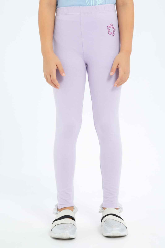 Redtag-Girls-Lilac-Legging-With-Rhine-Stone-Category:Leggings,-Colour:Lilac,-Deals:New-In,-Dept:Girls,-Filter:Girls-(2-to-8-Yrs),-GIR-Leggings,-New-In-GIR-APL,-Non-Sale,-S23A,-Section:Girls-(0-to-14Yrs),-TBL-Girls-2 to 8 Years