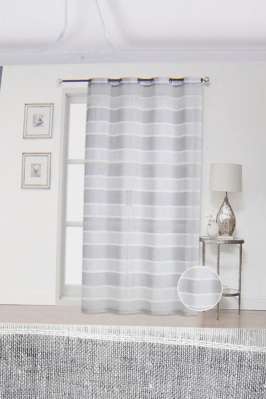 Grey Striped Sheer Curtains