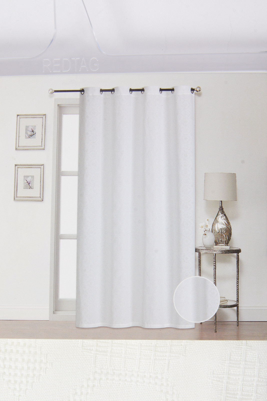 White Textured Sheer Curtain