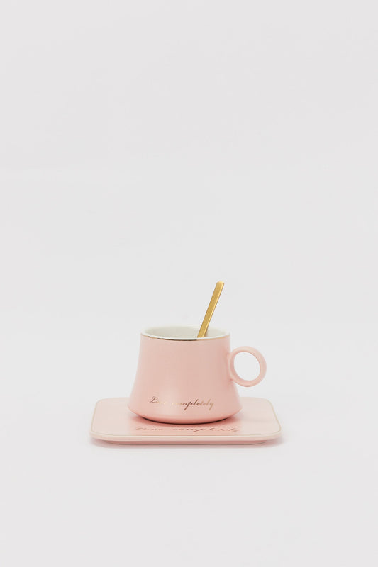 Redtag-Pink-Cup-And-Saucer-(3-Piece)-Category:Cups-&-Mugs,-Colour:Pink,-Deals:New-In,-Dept:Home,-Filter:Home-Dining,-H1:HMW,-H2:DIN,-H3:CRC,-H4:CCS,-HMW-DIN-Crockery,-New-In-HMW-DIN,-Non-Sale,-S23B,-Season:S23B,-Section:Homewares-Home-Dining-