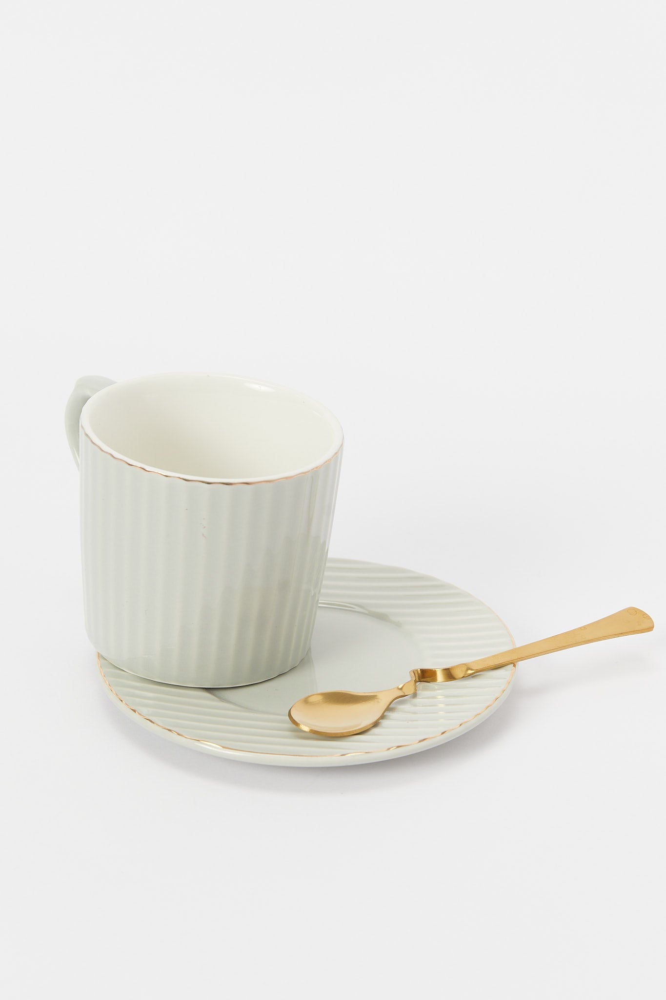 Redtag-Grey-Cup-And-Saucer-(3-Piece)-Category:Cups-&-Mugs,-Colour:Grey,-Deals:New-In,-Dept:Home,-Filter:Home-Dining,-H1:HMW,-H2:DIN,-H3:CRC,-H4:CCS,-HMW-DIN-Crockery,-New-In-HMW-DIN,-Non-Sale,-S23B,-Season:S23B,-Section:Homewares-Home-Dining-