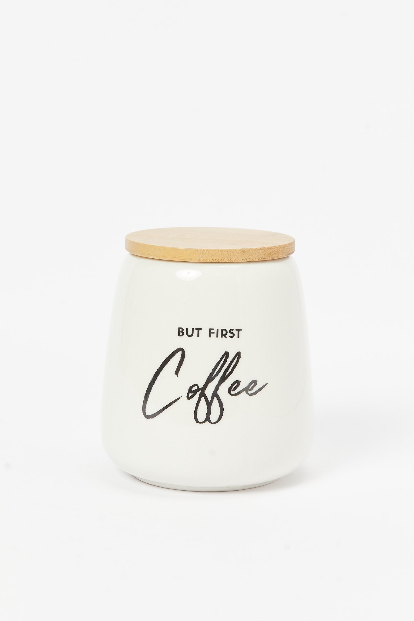 Redtag-White-Coffee-Canister-With-Bamboo-Lid-(Medium)-Category:Canisters-And-Jars,-Colour:White,-Deals:New-In,-Dept:Home,-Filter:Home-Dining,-HMW-DIN-Storage,-New-In-HMW-DIN,-Non-Sale,-S23B,-Section:Homewares-Home-Dining-