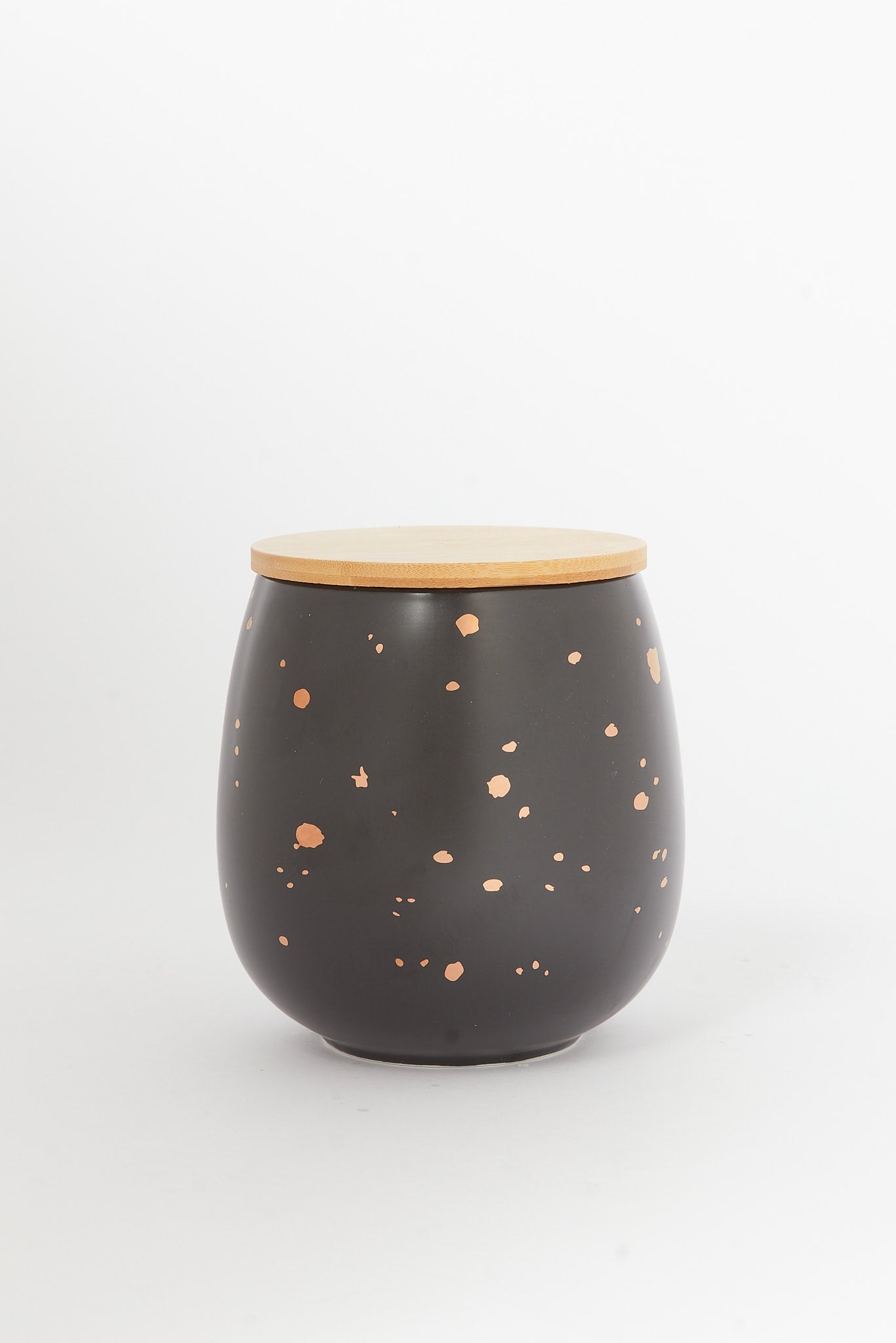 Redtag-Black-Canister-With-Bamboo-Lid-(Medium-)-Category:Canisters-And-Jars,-Colour:Black,-Deals:New-In,-Dept:Home,-Filter:Home-Dining,-H1:HMW,-H2:DIN,-H3:STO,-H4:STG,-HMW-DIN-Storage,-New-In-HMW-DIN,-Non-Sale,-S23B,-Season:S23B,-Section:Homewares-Home-Dining-