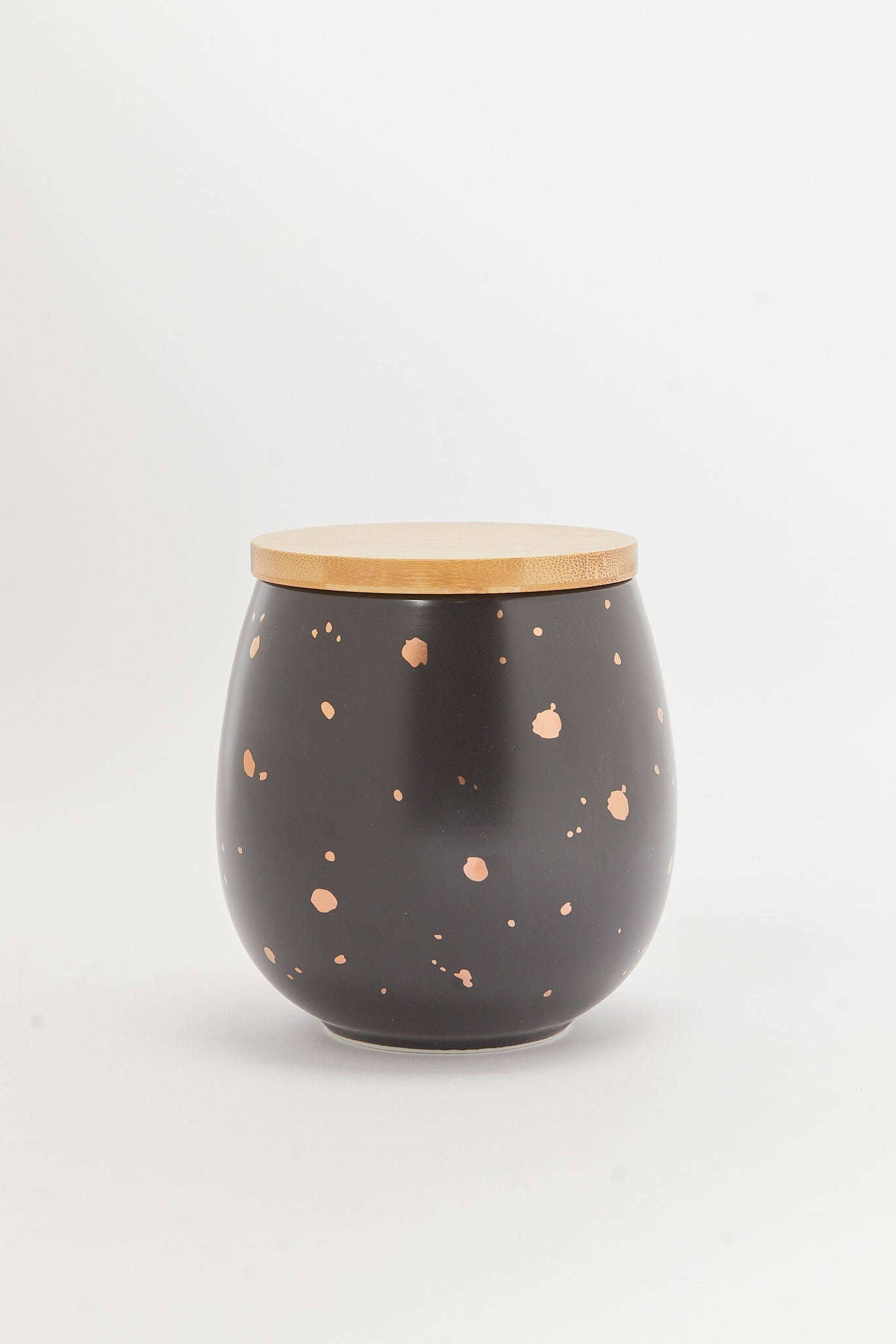 Redtag-Black-Canister-With-Bamboo-Lid-(Small)-Category:Canisters-And-Jars,-Colour:Black,-Deals:New-In,-Dept:Home,-Filter:Home-Dining,-HMW-DIN-Storage,-New-In-HMW-DIN,-Non-Sale,-S23B,-Section:Homewares-Home-Dining-
