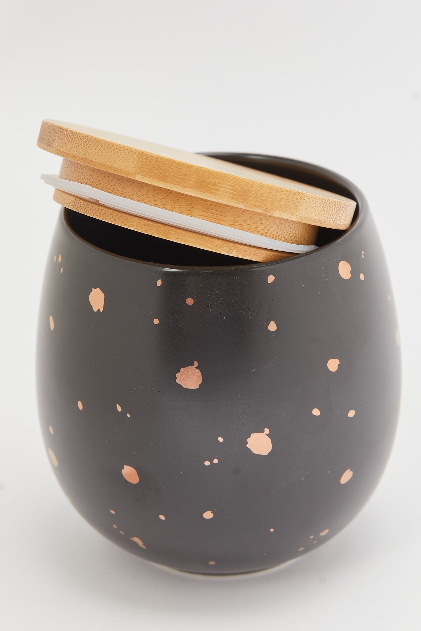 Redtag-Black-Canister-With-Bamboo-Lid-(Small)-Category:Canisters-And-Jars,-Colour:Black,-Deals:New-In,-Dept:Home,-Filter:Home-Dining,-HMW-DIN-Storage,-New-In-HMW-DIN,-Non-Sale,-S23B,-Section:Homewares-Home-Dining-