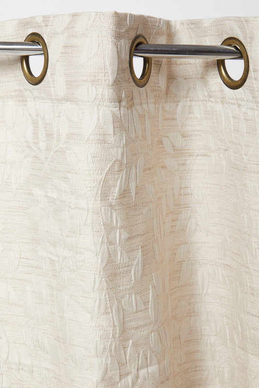 Redtag-Beige-Leaf-Jacquard-Curtain-Pair-With-Lining-Category:Curtains,-Colour:Beige,-Deals:New-In,-Dept:Home,-Filter:Home-Bedroom,-HMW-BED-Curtains,-New-In-HMW-BED,-Non-Sale,-S23B,-Section:Homewares-Home-Bedroom-