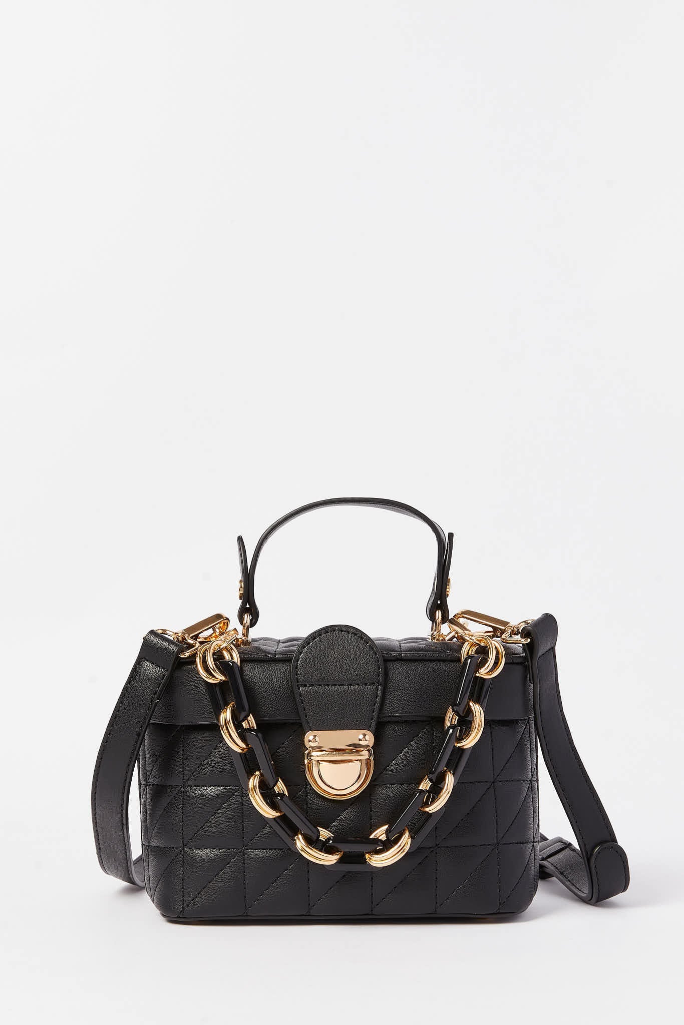 Redtag-Quilted-Box-Bag-Category:Bags,-Colour:Black,-Dept:Ladieswear,-Filter:Women's-Accessories,-New-In,-New-In-Women-ACC,-Non-Sale,-S23A,-Section:Women,-Women-Bags-Women-