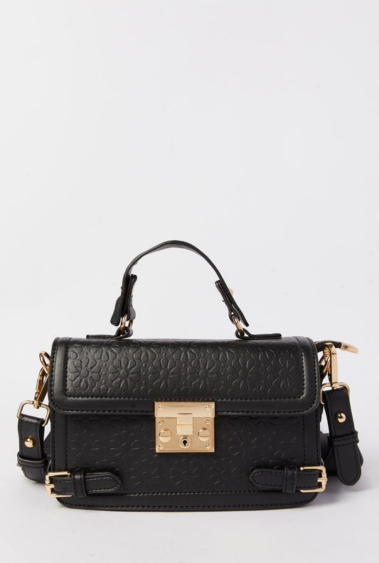 Redtag-Black-Embossed-Cross-Body-Bag-Category:Bags,-Colour:Black,-Dept:Ladieswear,-Filter:Women's-Accessories,-New-In,-New-In-Women-ACC,-Non-Sale,-S23A,-Section:Women,-Women-Bags-Women-