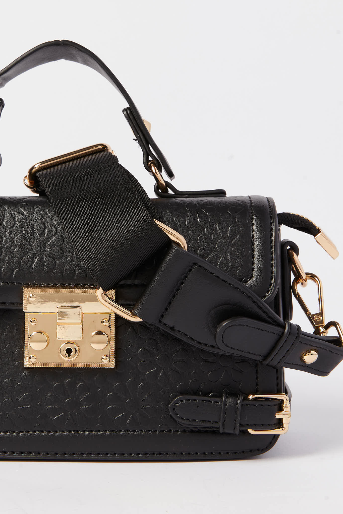 Redtag-Black-Embossed-Cross-Body-Bag-Category:Bags,-Colour:Black,-Dept:Ladieswear,-Filter:Women's-Accessories,-New-In,-New-In-Women-ACC,-Non-Sale,-S23A,-Section:Women,-Women-Bags-Women-