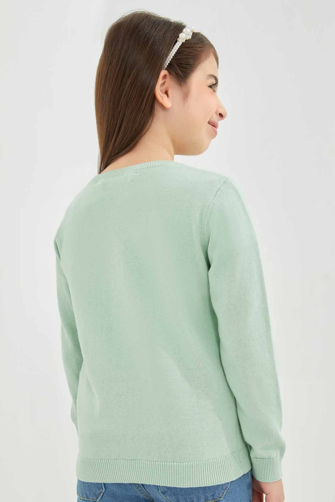 Redtag-Girls-Green-Jacquard-Cardigan-Category:Cardigans,-Colour:Green,-Deals:New-In,-Dept:Girls,-Filter:Girls-(2-to-8-Yrs),-GIR-Cardigans,-New-In-GIR-APL,-Non-Sale,-S23A,-Section:Girls-(0-to-14Yrs)-Girls-