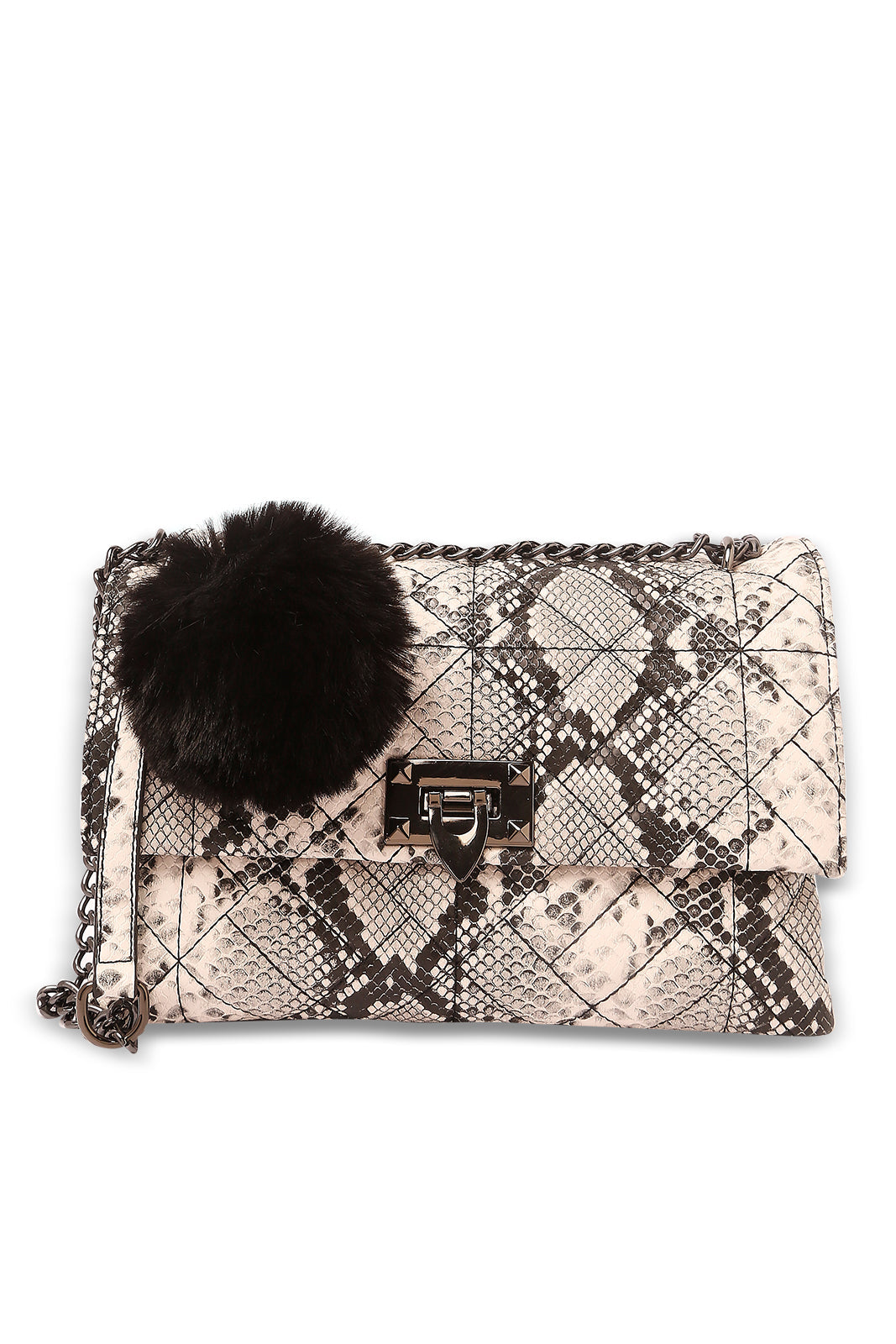 Redtag-Black-Croc-Textured-Cross-Body-Bag-Category:Bags,-Colour:Black,-Dept:Ladieswear,-Filter:Women's-Accessories,-New-In,-New-In-Women-ACC,-Non-Sale,-S23A,-Section:Women,-Women-Bags-Women-