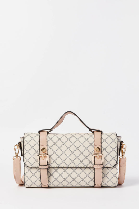 Redtag-Beige-Monogram-Cross-Body-Bag-Category:Bags,-Colour:Beige,-Dept:Ladieswear,-Filter:Women's-Accessories,-New-In,-New-In-Women-ACC,-Non-Sale,-S23A,-Section:Women,-Women-Bags-Women-