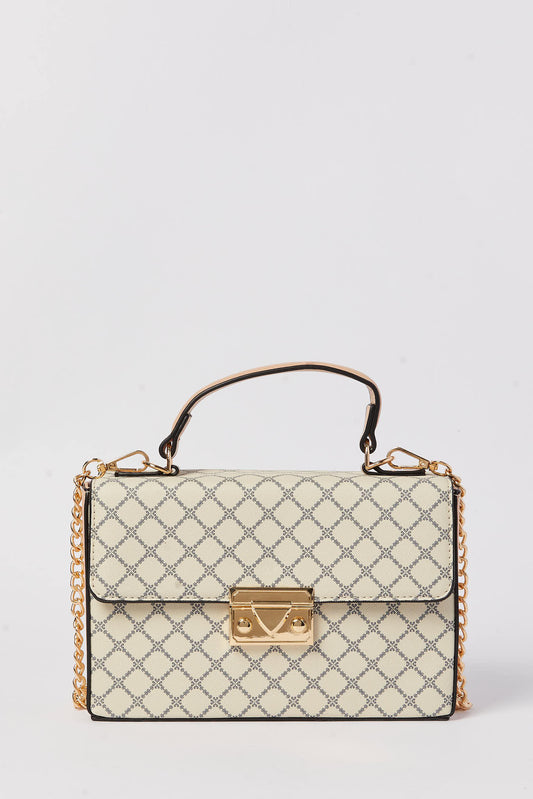 Redtag-Beige-Monogram-Cross-Body-Bag-Category:Bags,-Colour:Beige,-Dept:Ladieswear,-Filter:Women's-Accessories,-New-In,-New-In-Women-ACC,-Non-Sale,-S23A,-Section:Women,-Women-Bags-Women-