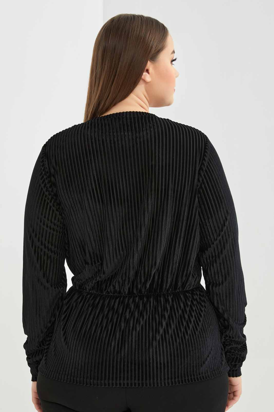 Redtag-Women-Black-Velour-Peplum-Top-Category:Blouses,-Colour:Black,-Deals:New-In,-Dept:Ladieswear,-Filter:Plus-Size,-LDP-Blouses,-New-In-LDP-APL,-Non-Sale,-S23A,-Section:Women-Women's-
